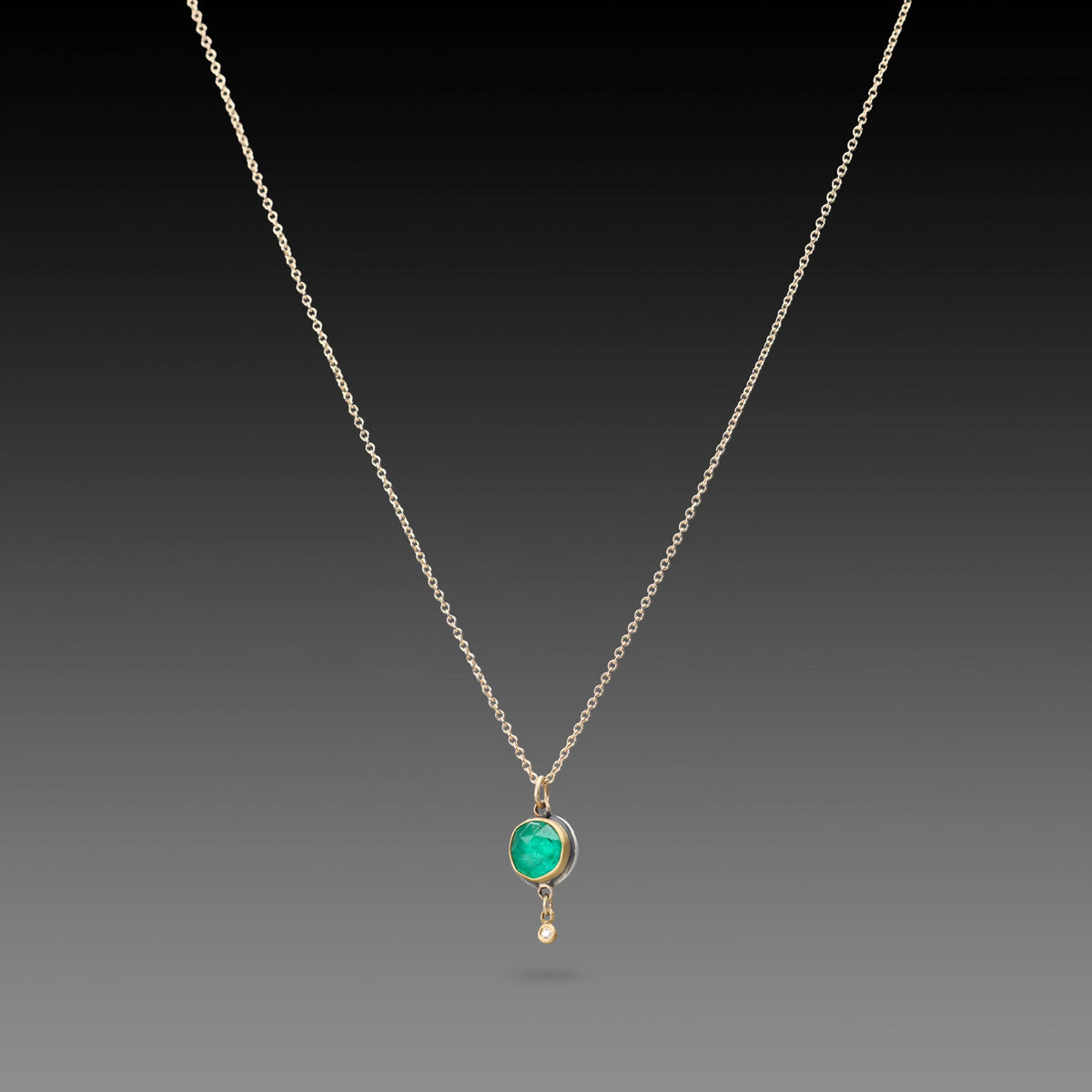 Emerald Necklace with Diamond Drop