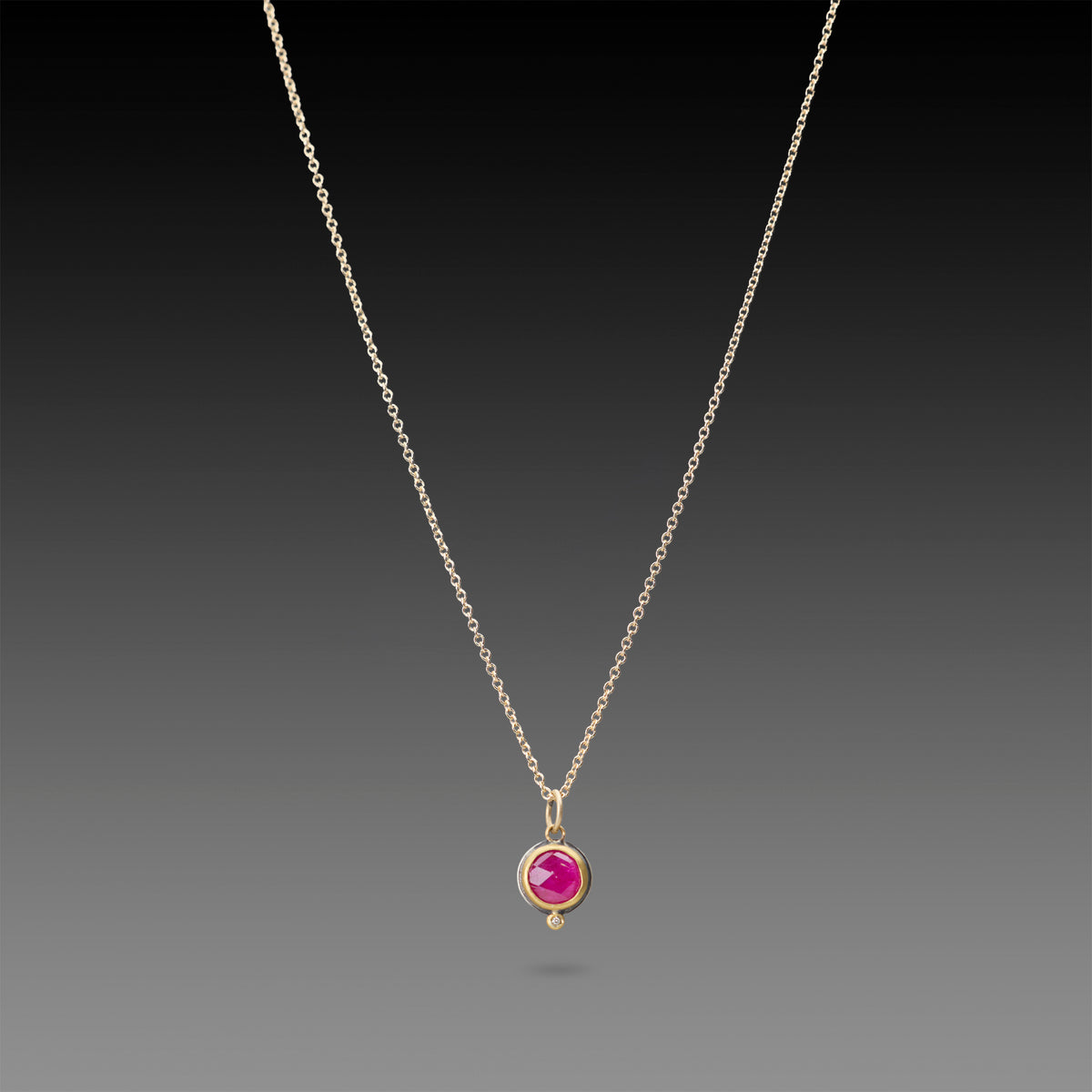 Dainty Ruby Necklace with Diamond