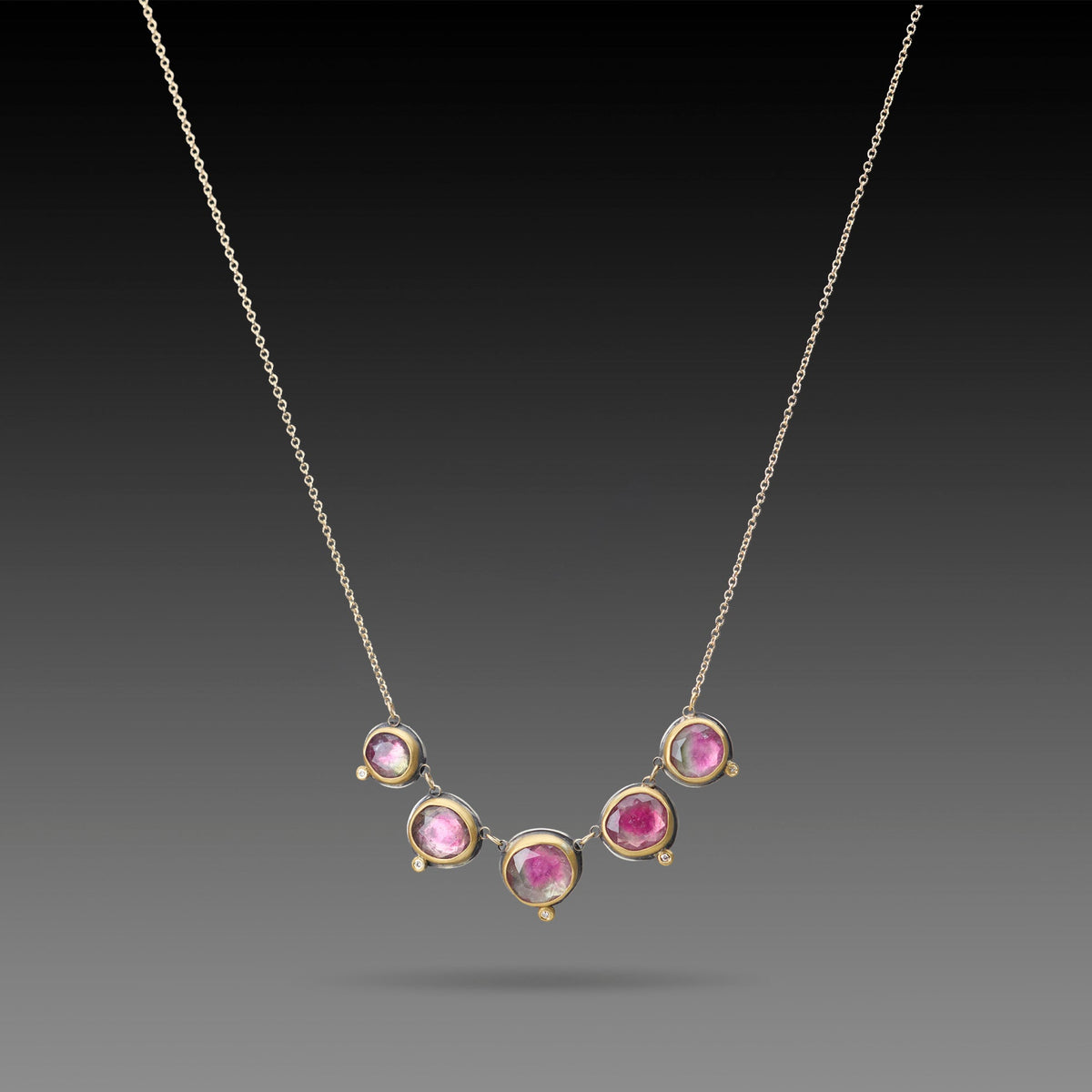 Watermelon Tourmaline Linked Necklace