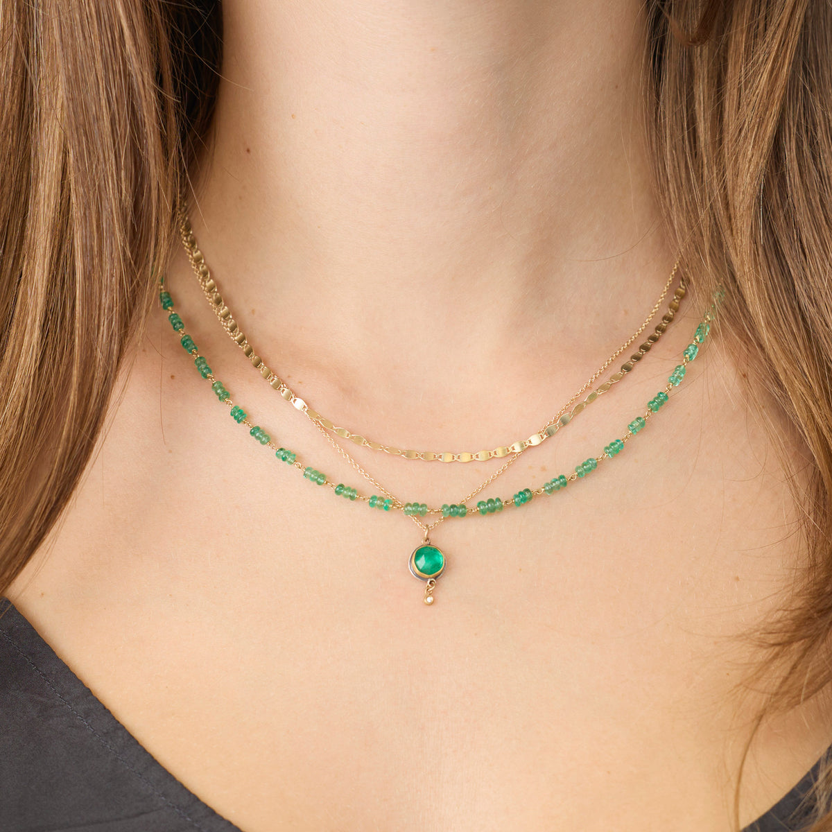 Evergreen Emerald Beaded Necklace