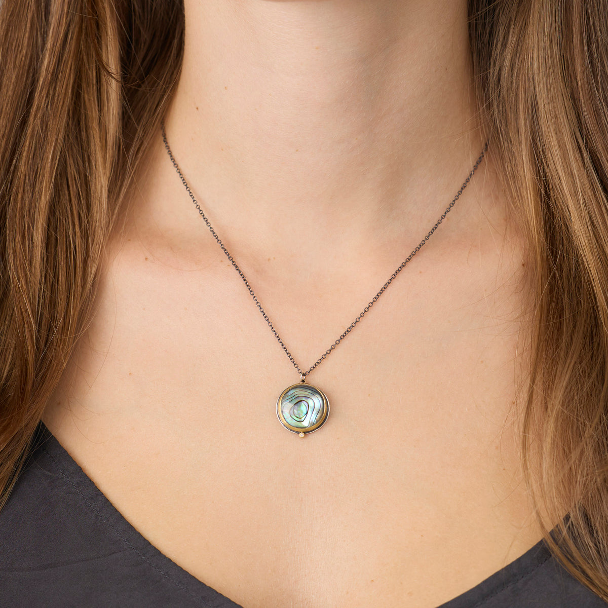 Mother of Pearl Necklace with Diamond