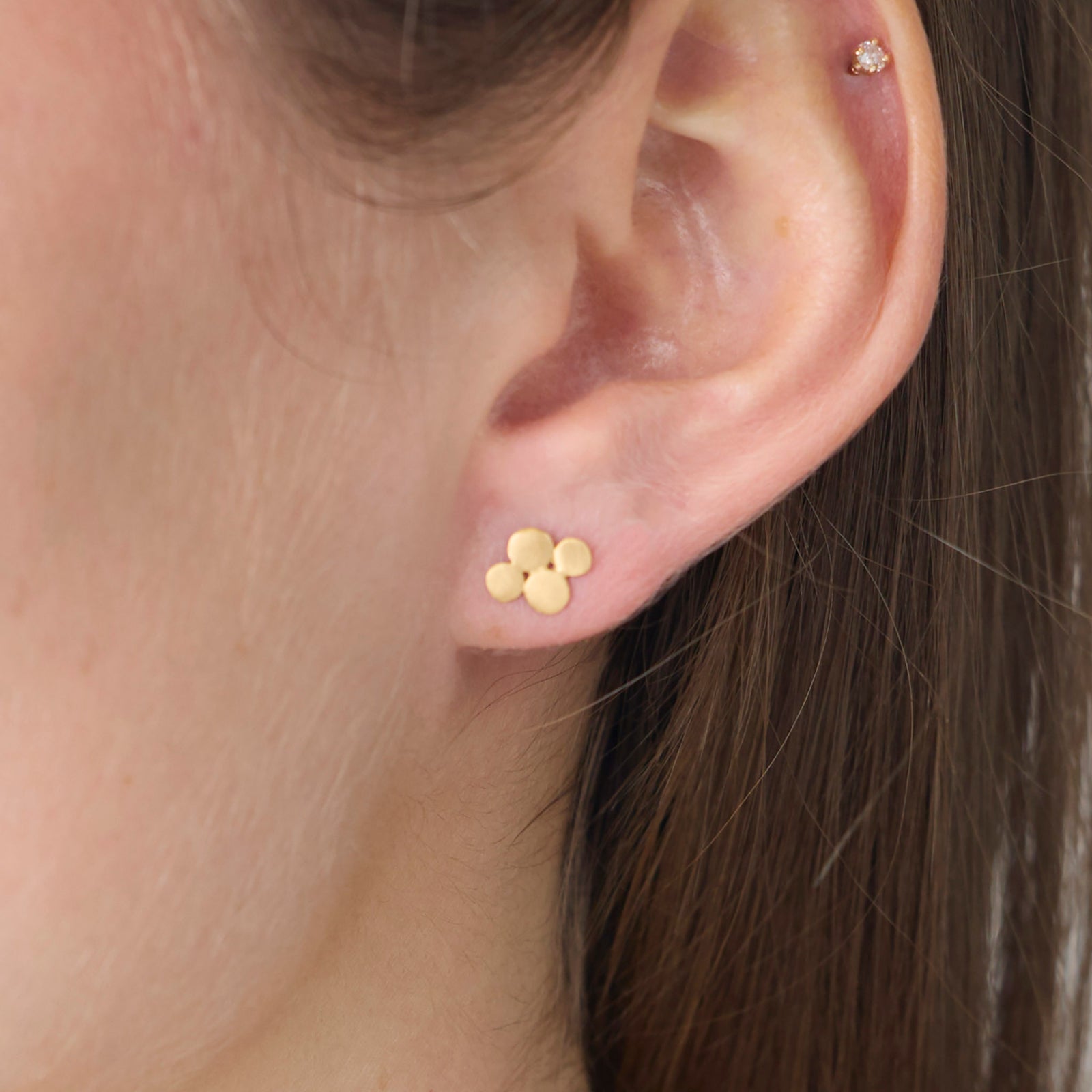 Small Gold Multi Disk Stud Earrings