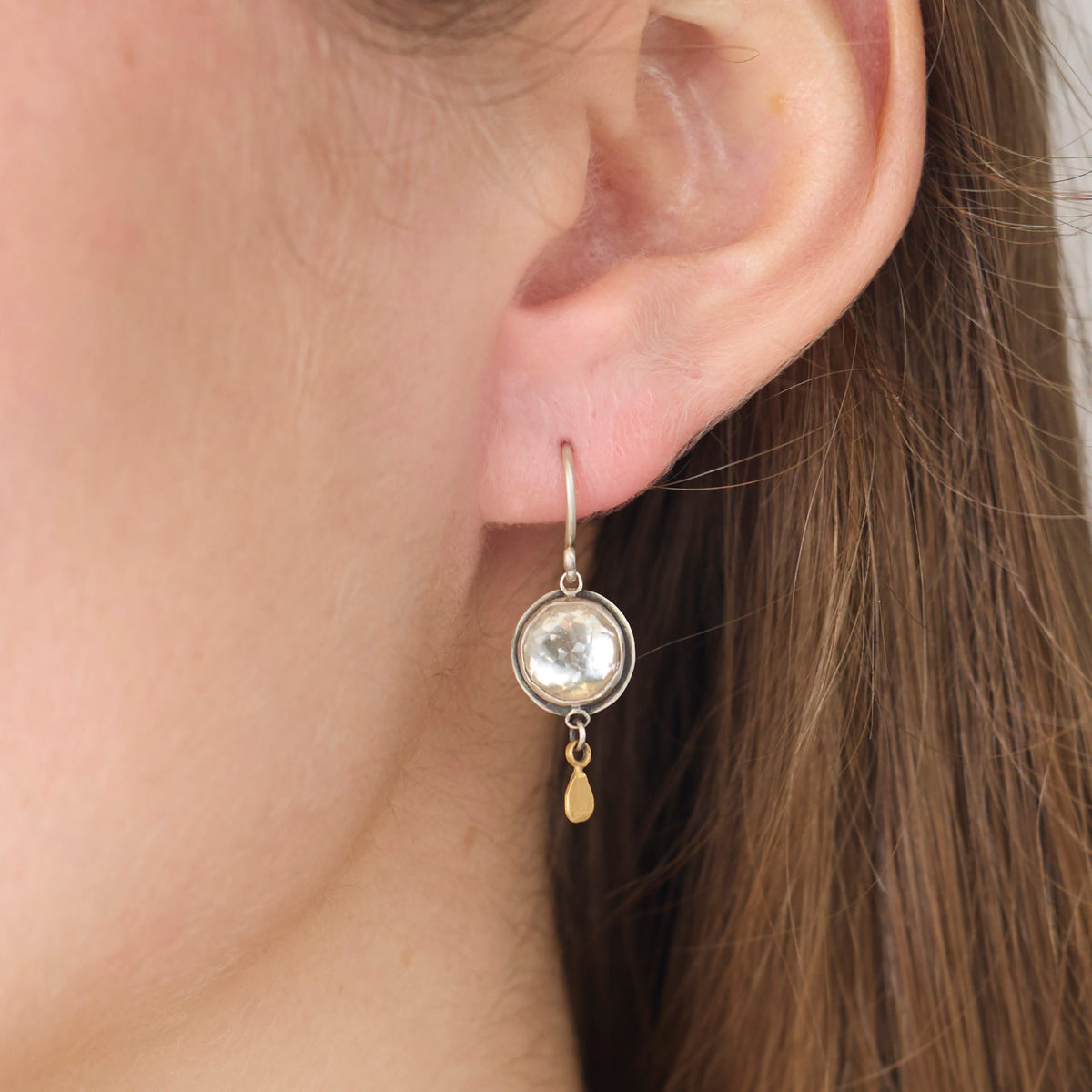 Clear Topaz Earrings with 22k Drops