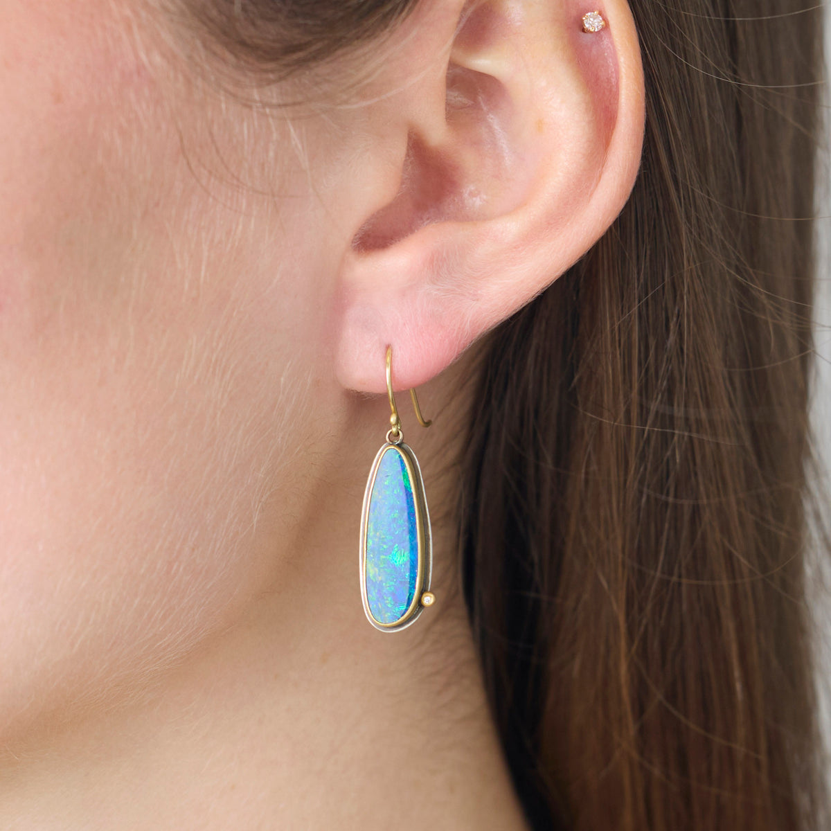 Australian Opal Earrings with Diamonds