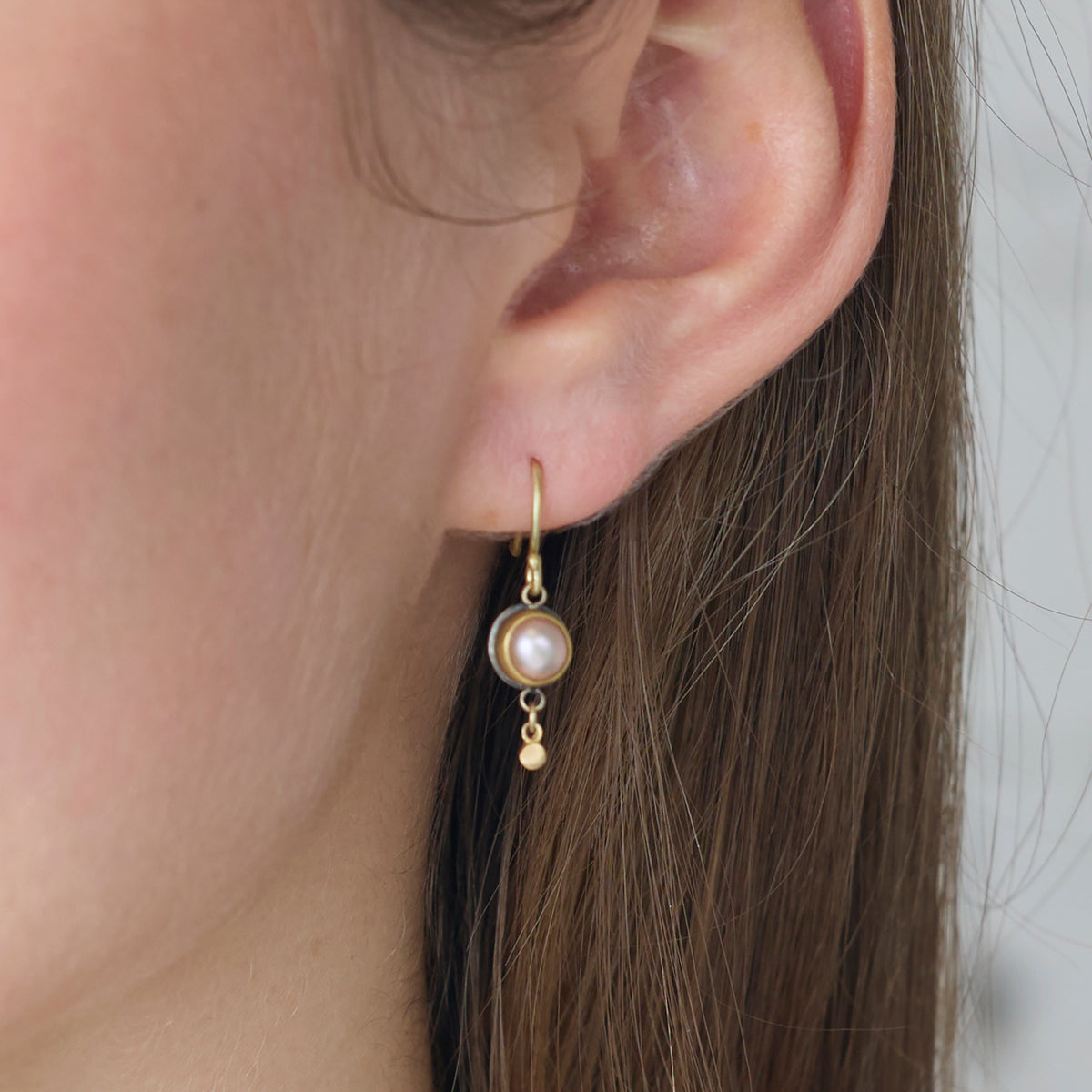 Dainty Pink Pearl Drop Earrings