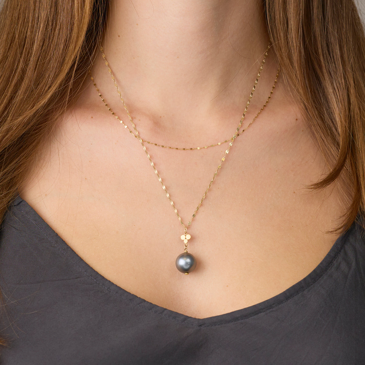 Large Gray Pearl Orb Necklace