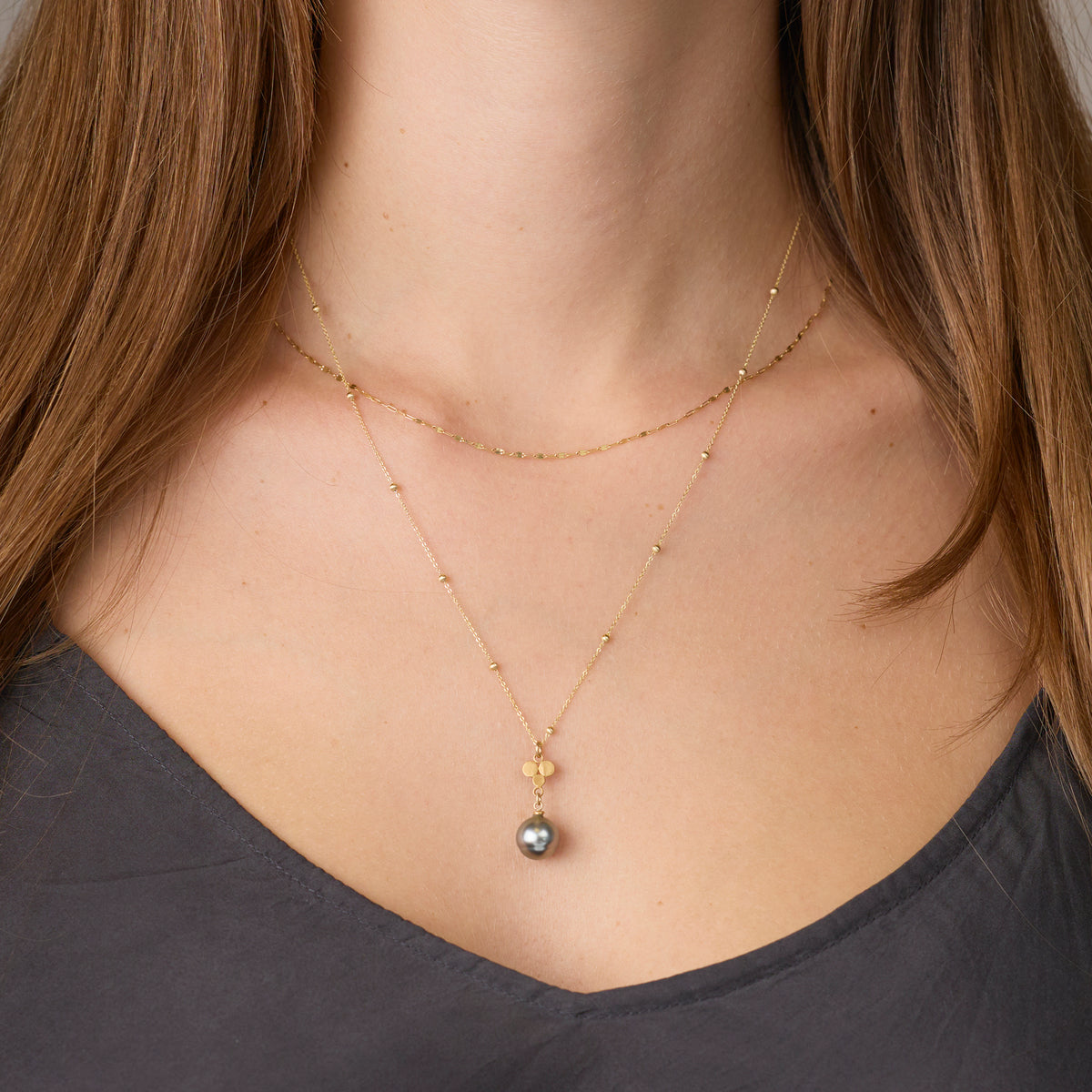 Gray Pearl Orb Necklace