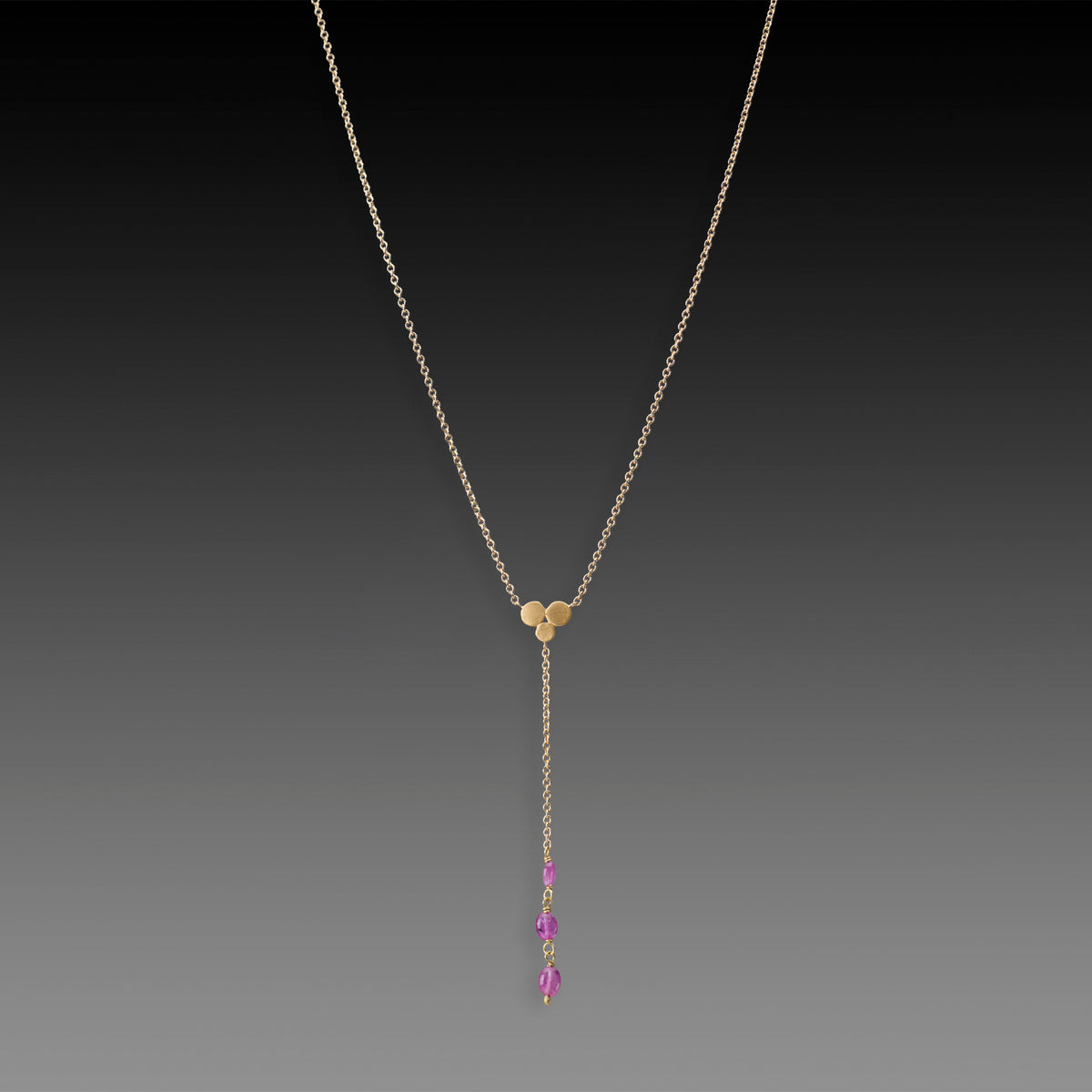 Triple Ruby Drop Necklace