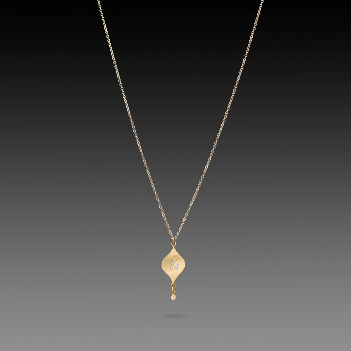 Gold Petal Necklace with Diamonds