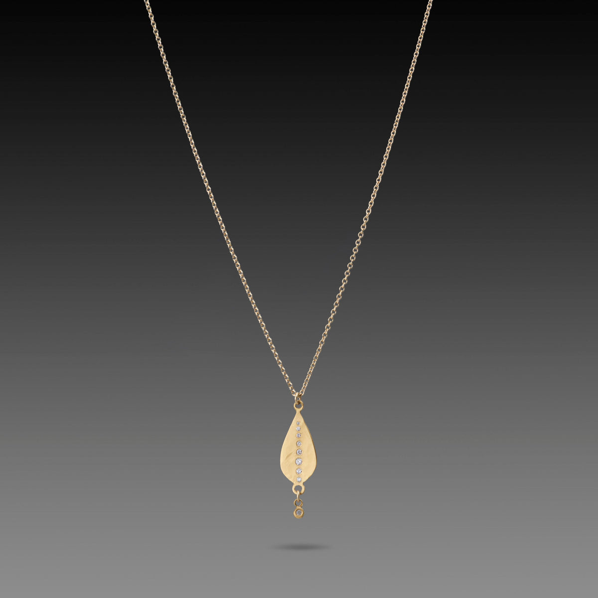 Gold Drop Necklace with Diamond Line