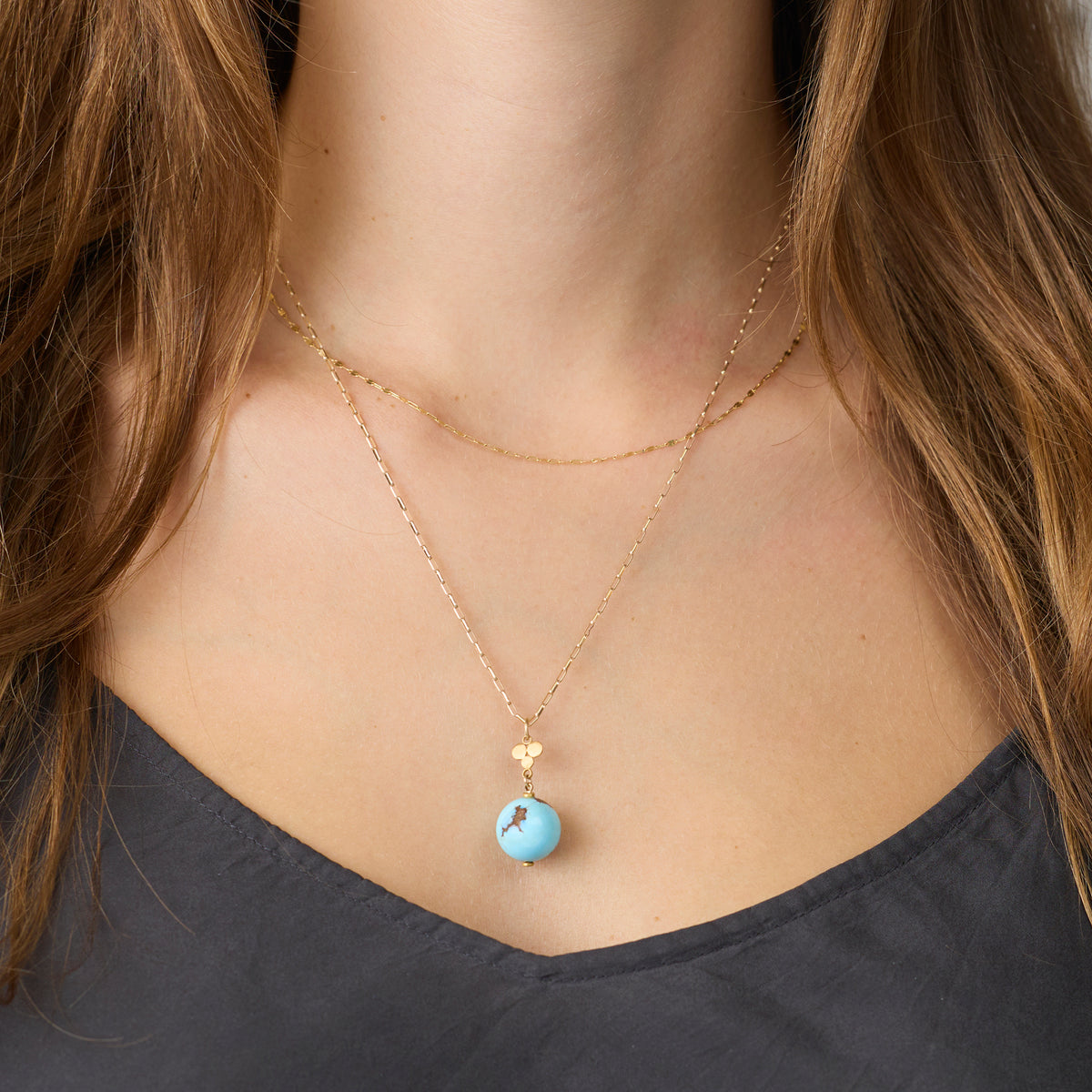 Turquoise Orb Necklace with 22k Trio