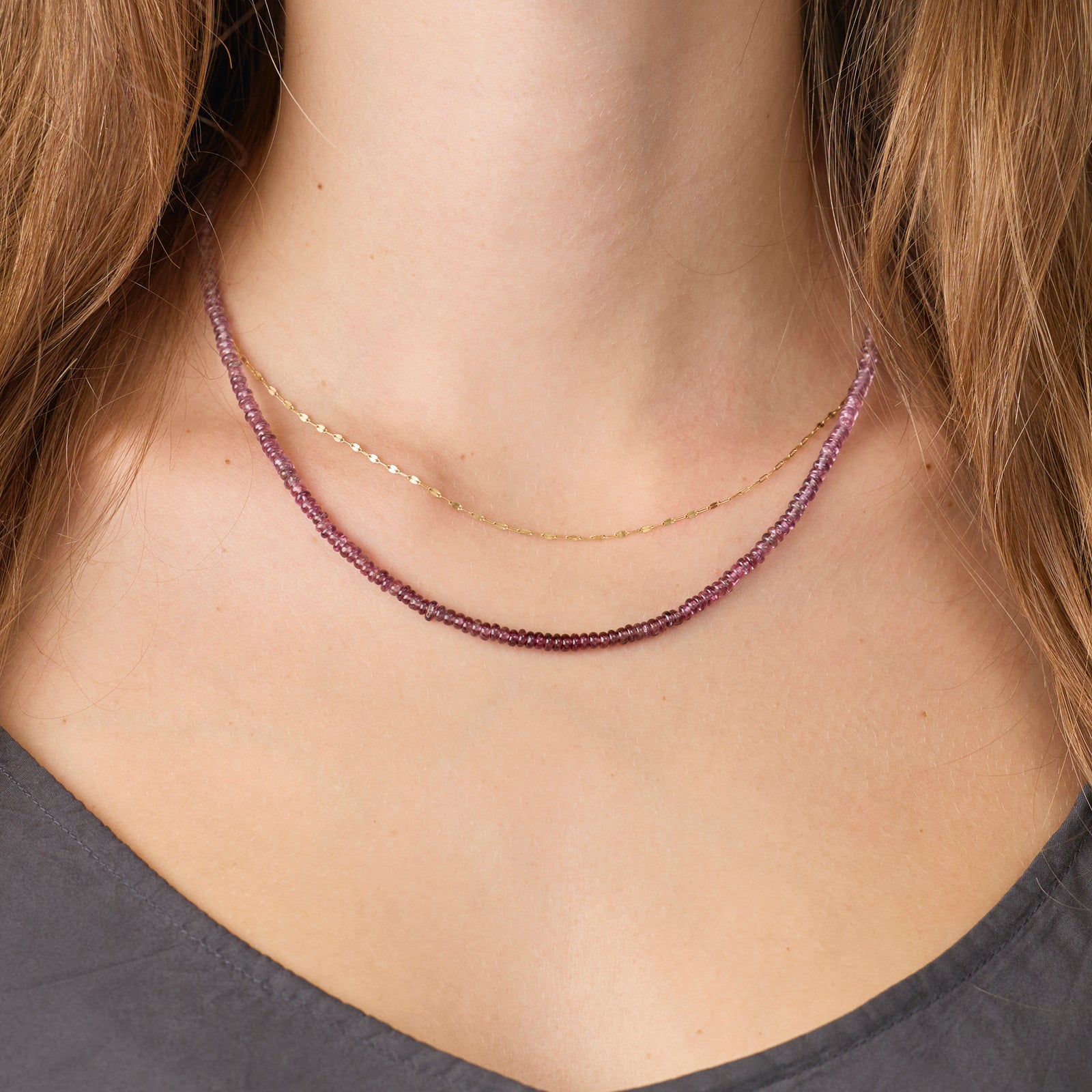 Ombre Spinel Plum Beaded Necklace
