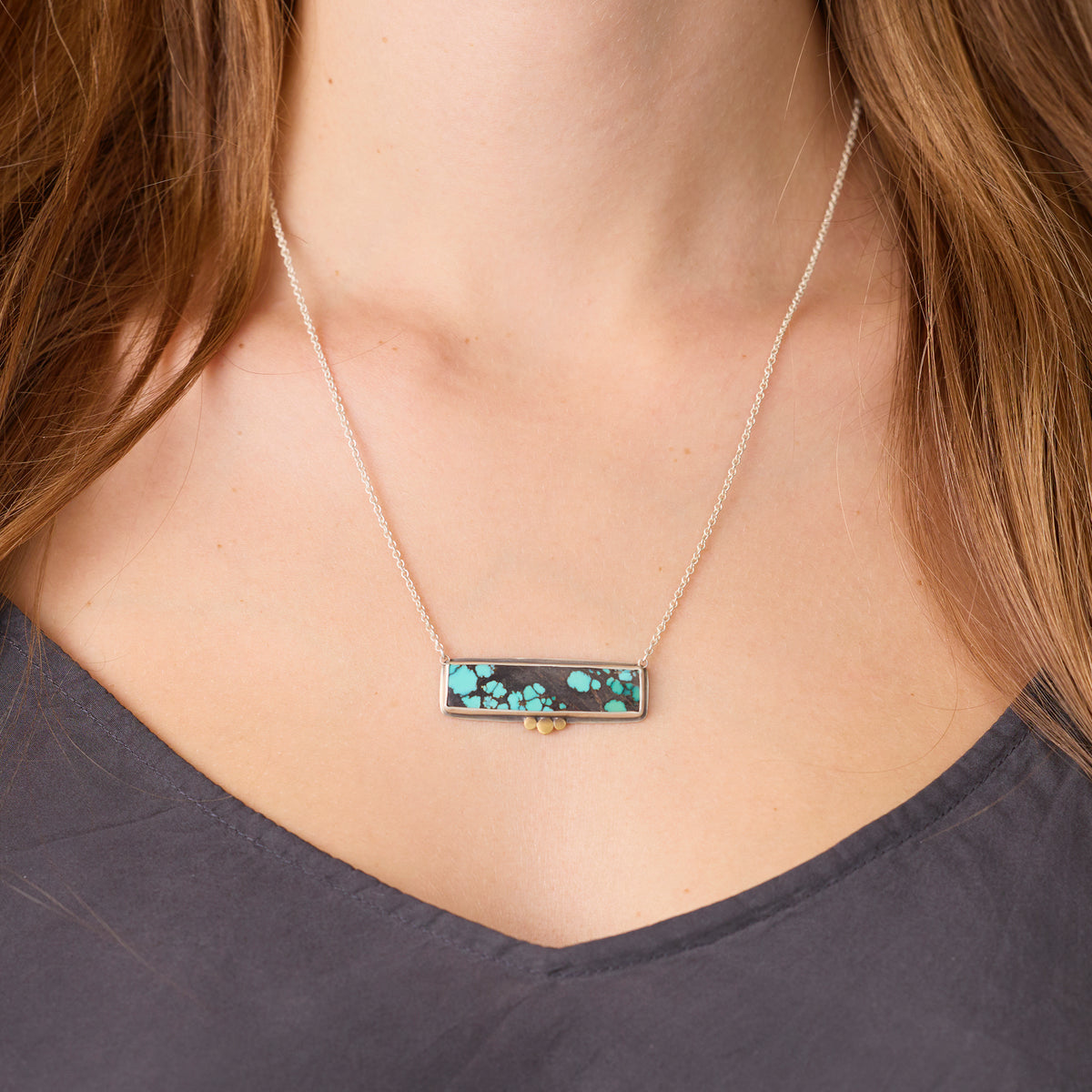 Turquoise Baton Landscape Necklace