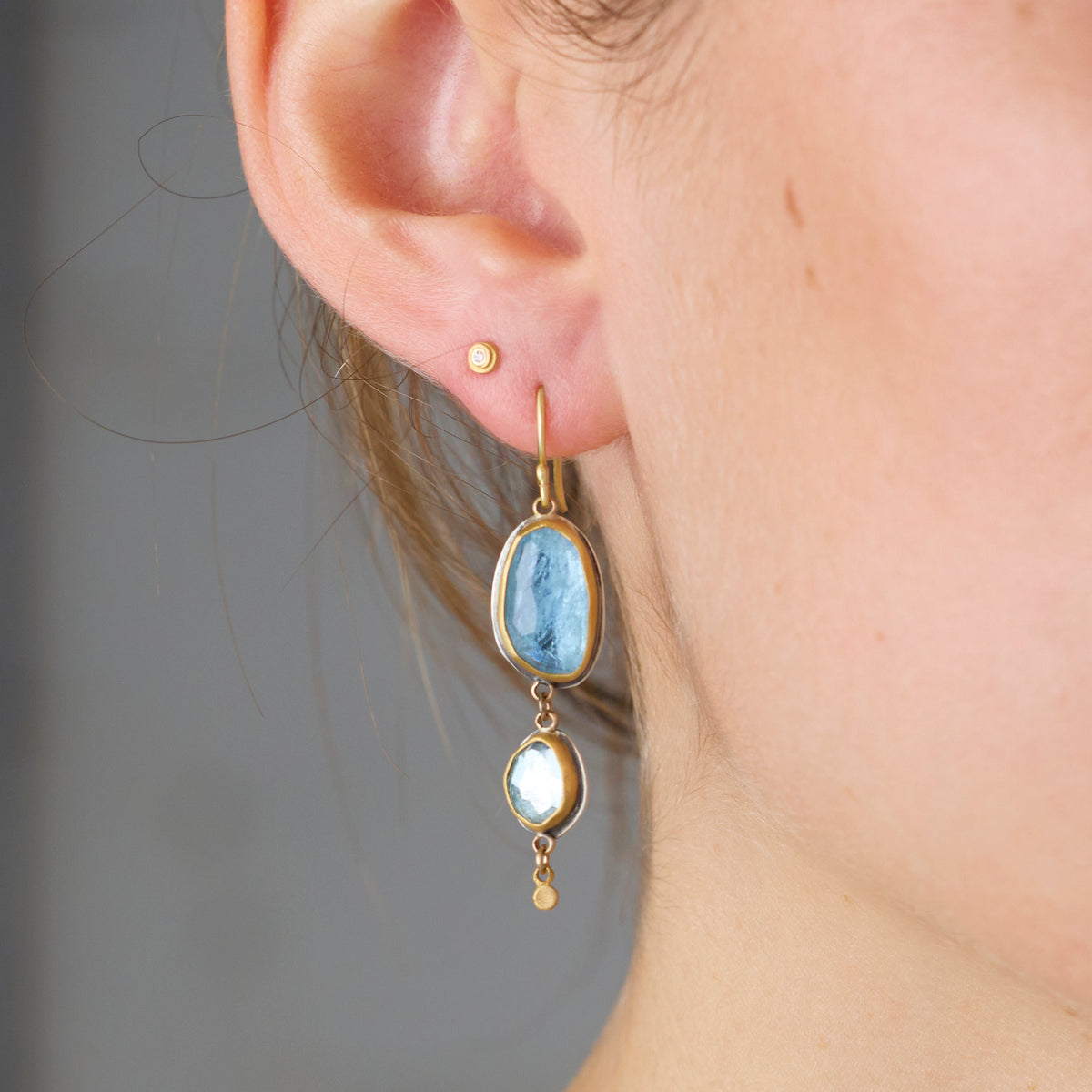 Icy Aquamarine Double Drop Earrings