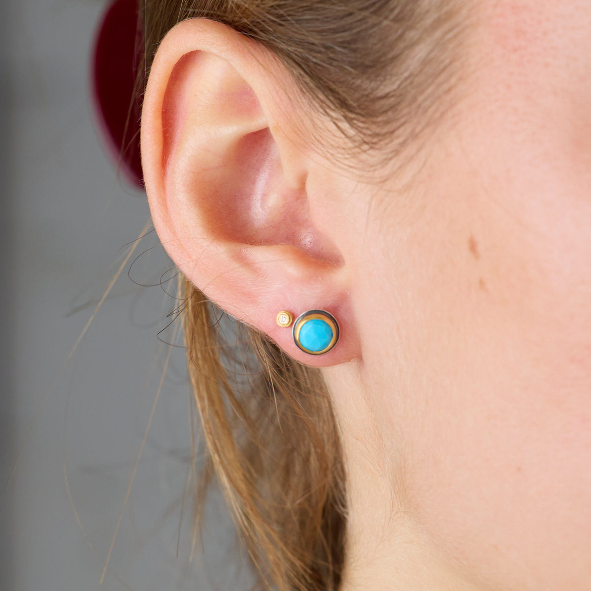 Round Turquoise Stud Earrings
