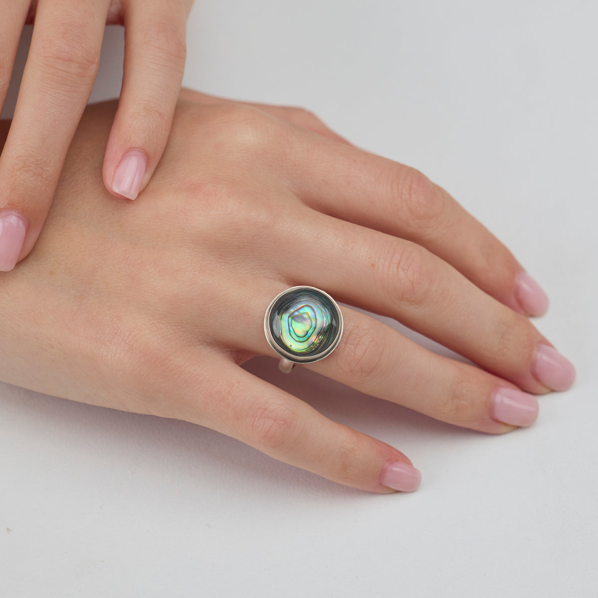 Silver Mother of Pearl Swirl Ring