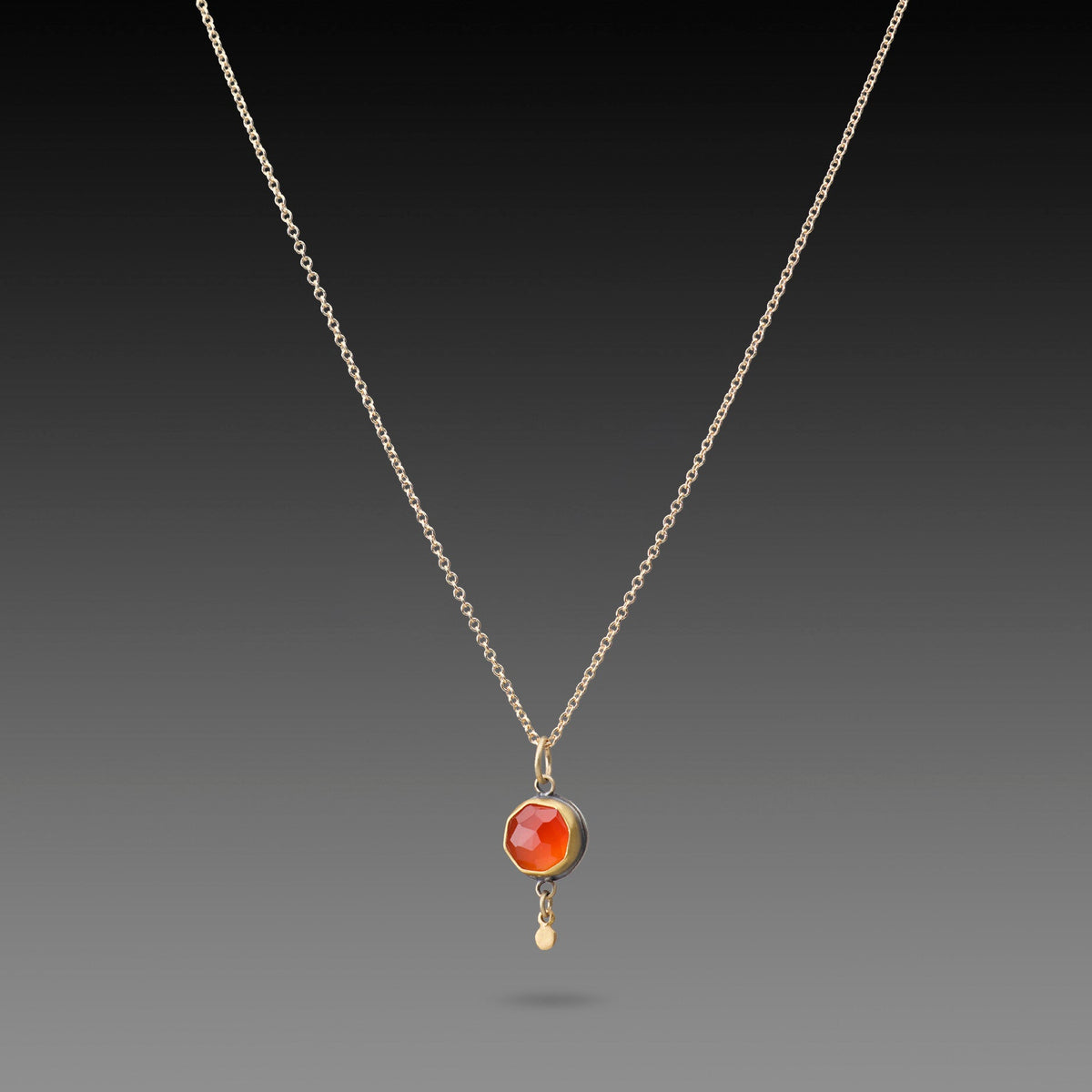 Small Carnelian Necklace with Gold Drop