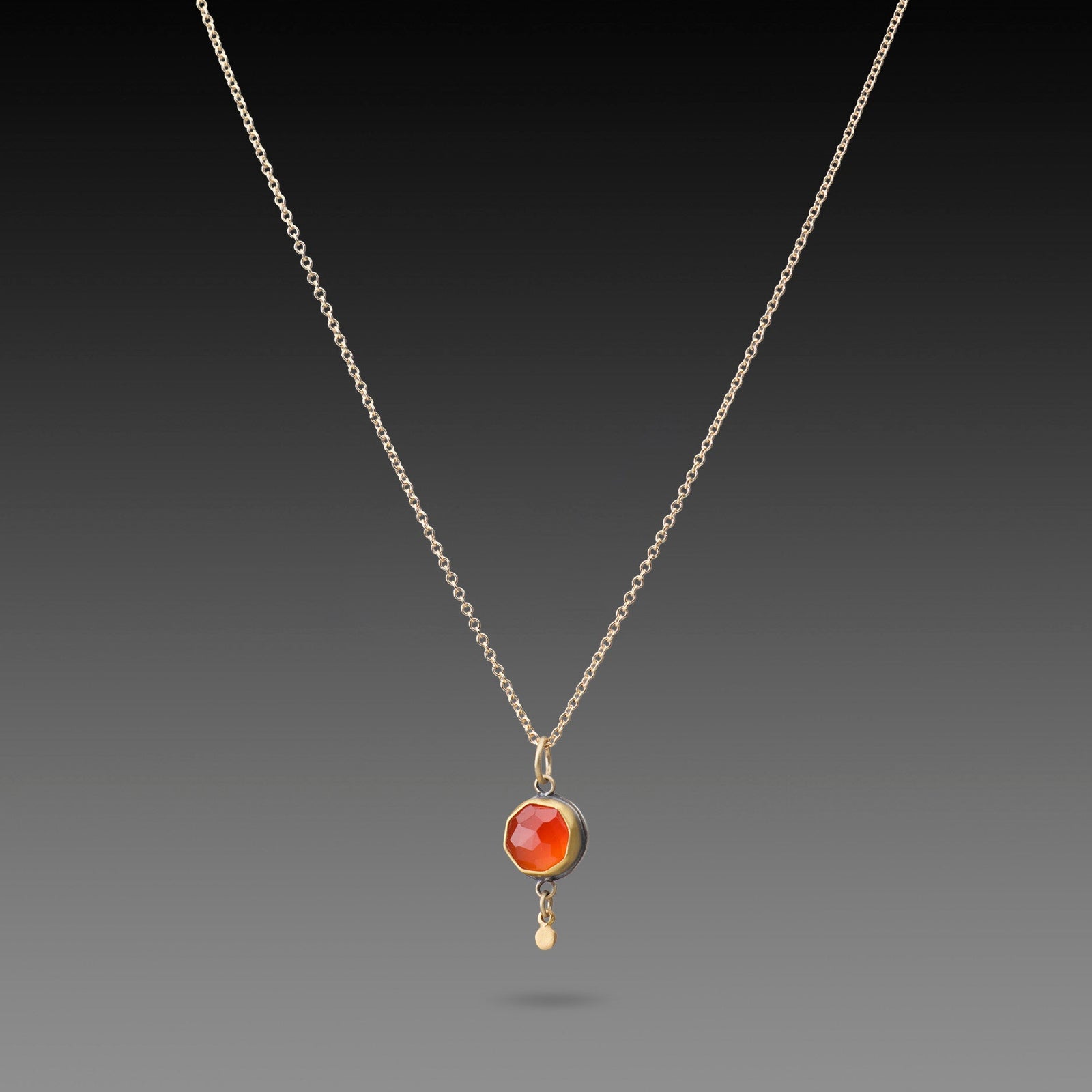 Small Carnelian Necklace with Gold Drop