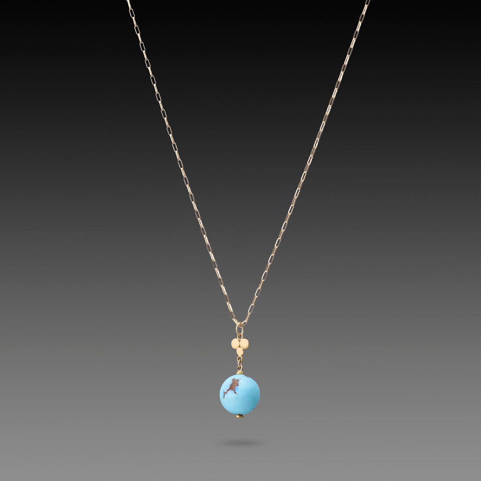 Turquoise Orb Necklace with 22k Trio
