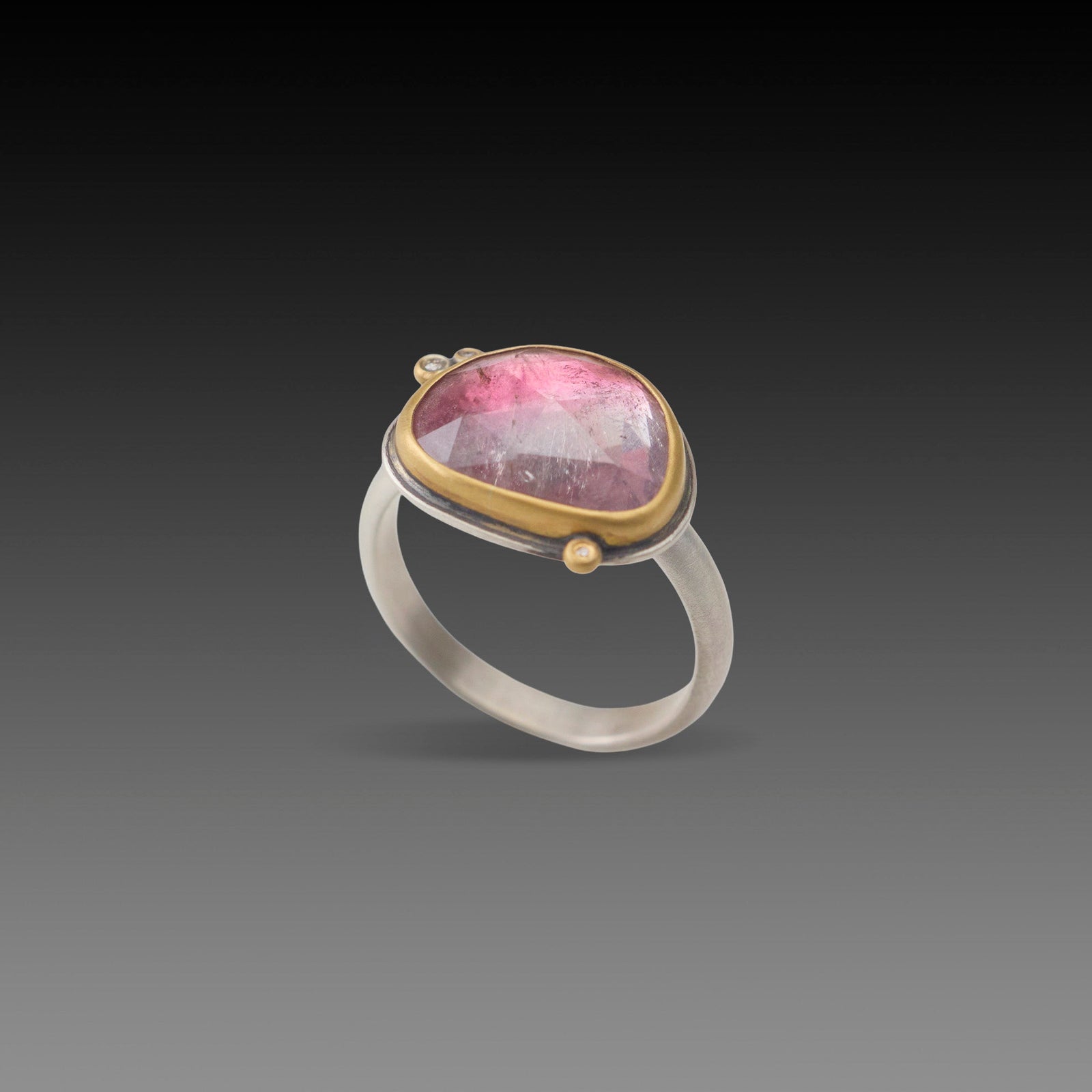 Lavender Blush Tourmaline Ring with Diamonds