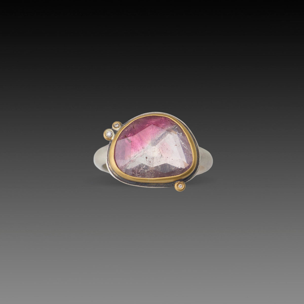 Lavender Blush Tourmaline Ring with Diamonds
