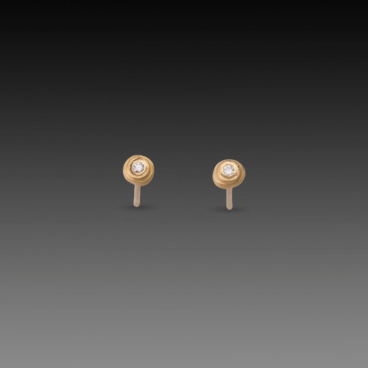 Gold Dot Stud Earrings with Diamonds