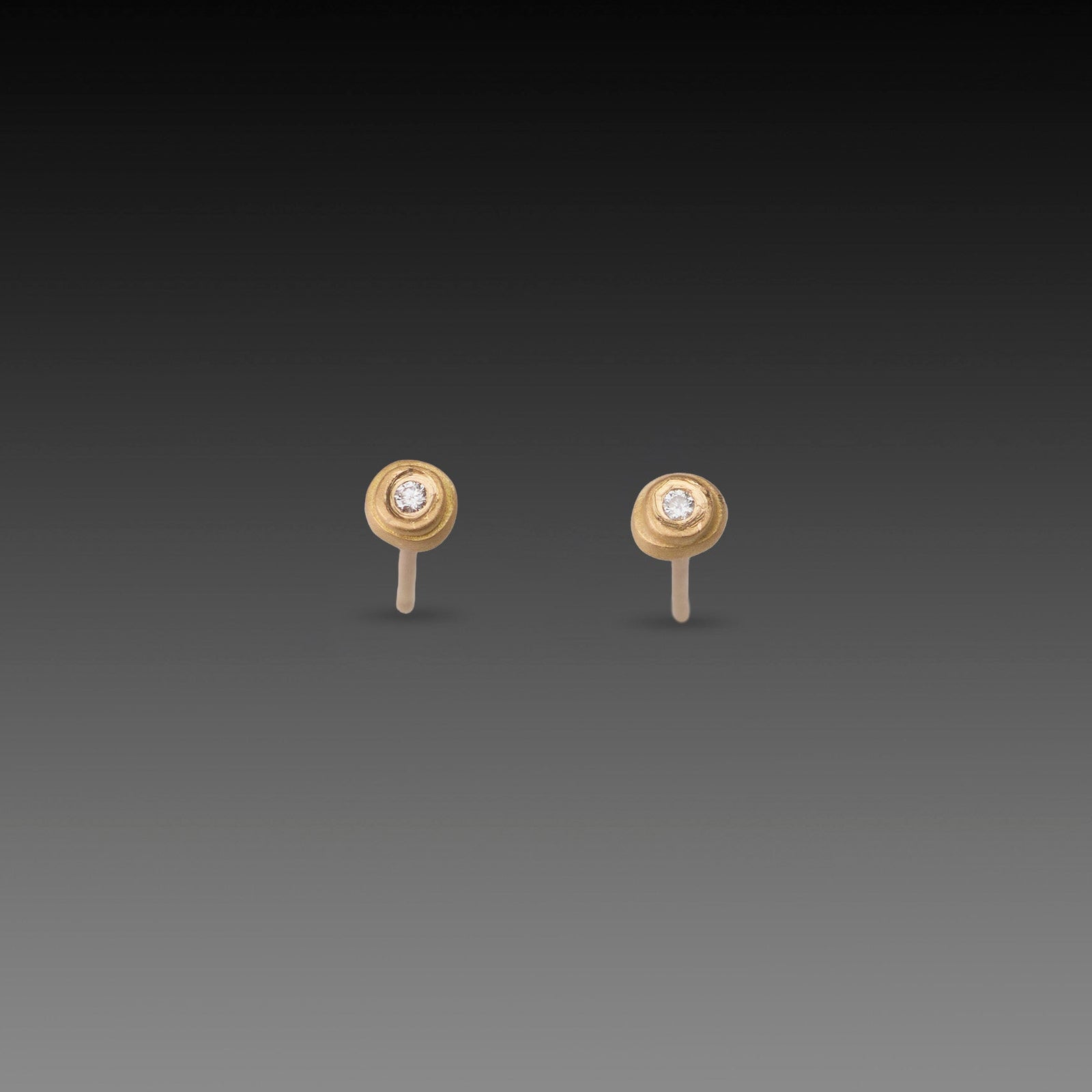 Gold Dot Stud Earrings with Diamonds
