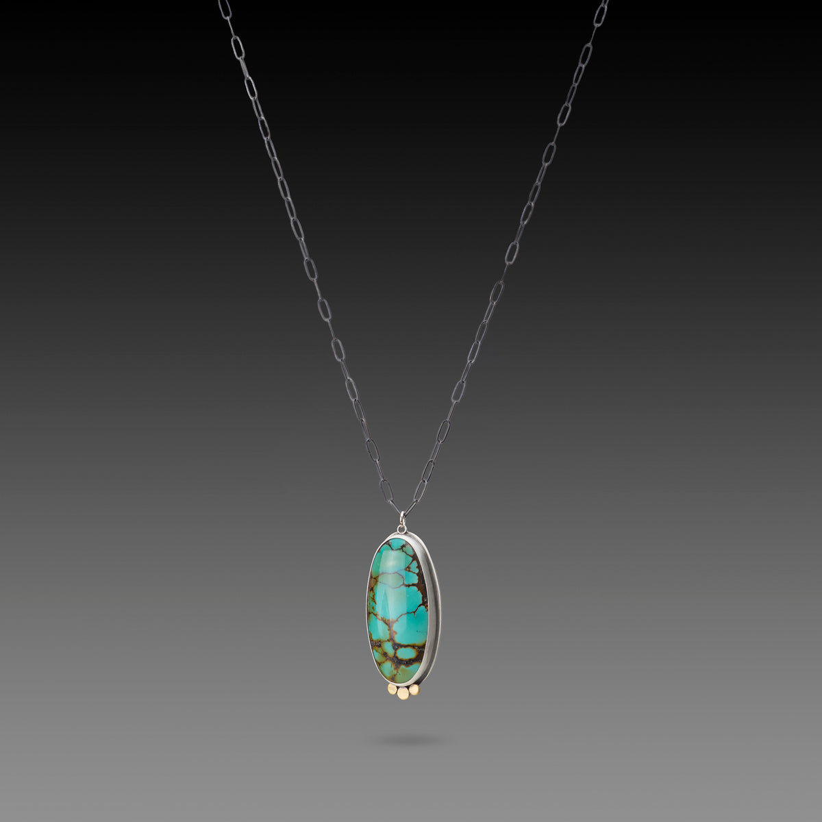 Teal Turquoise Necklace with 22k Trio