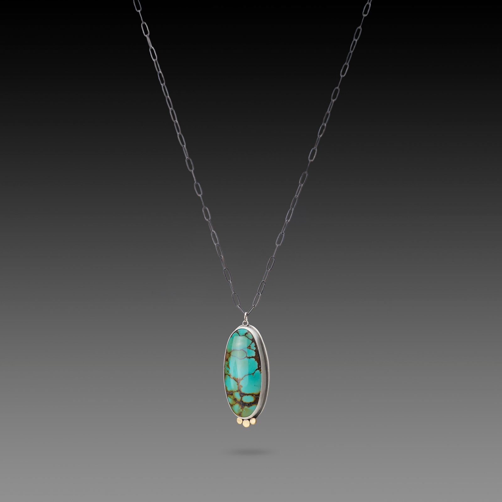 Teal Turquoise Necklace with 22k Trio