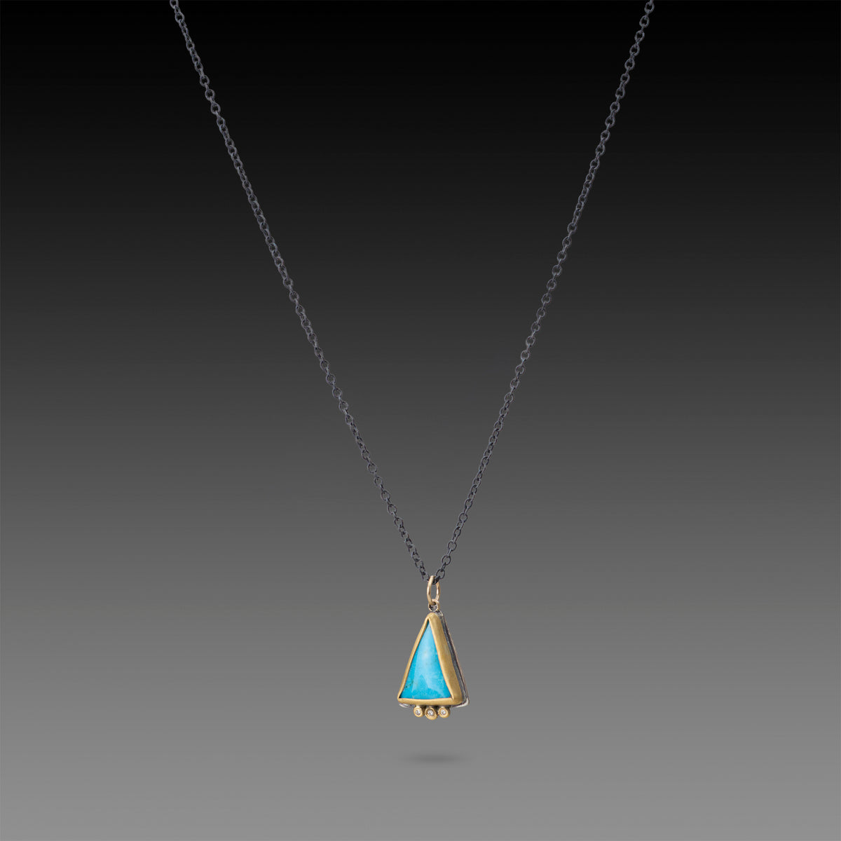 Triangular Turquoise Necklace with Diamonds