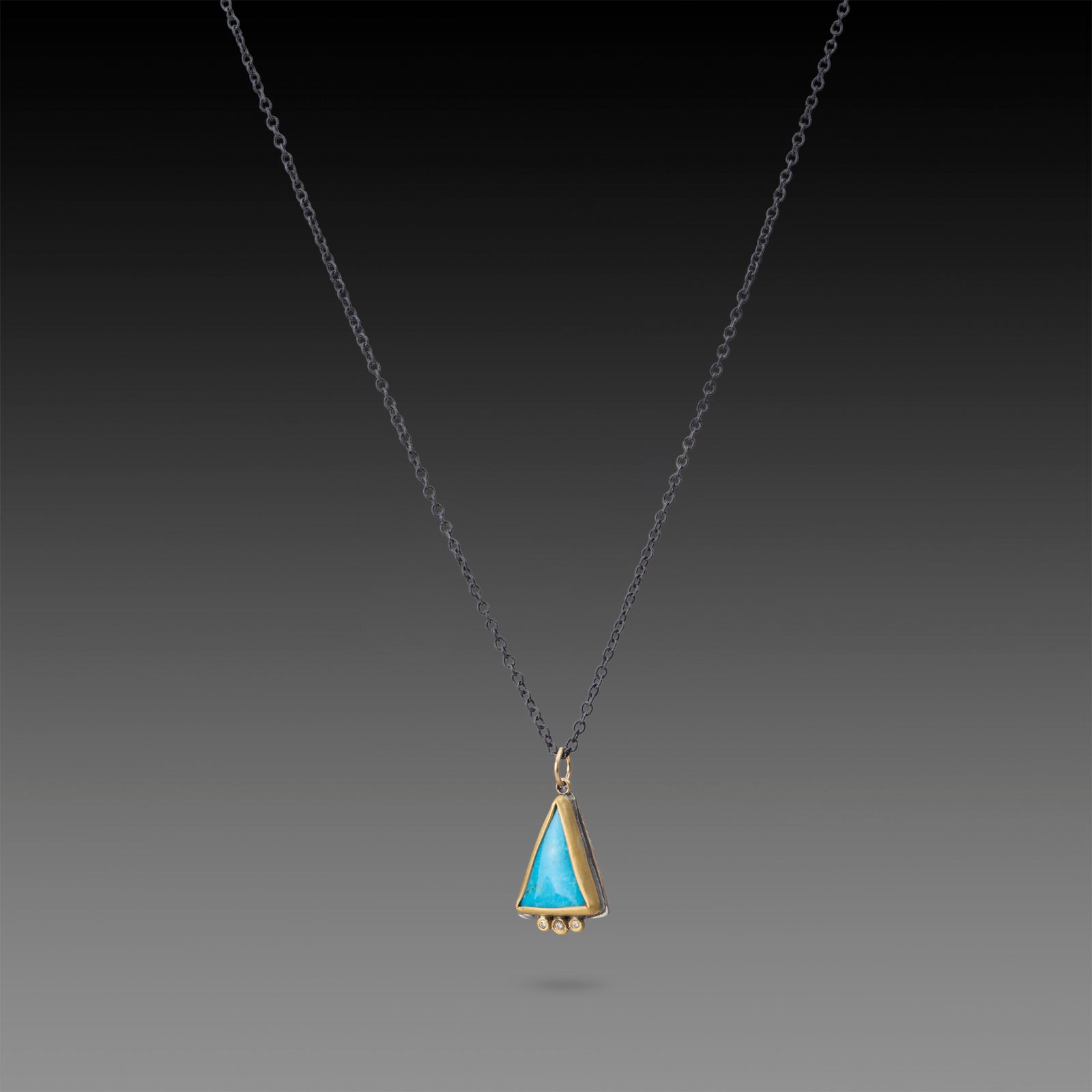 Triangular Turquoise Necklace with Diamonds