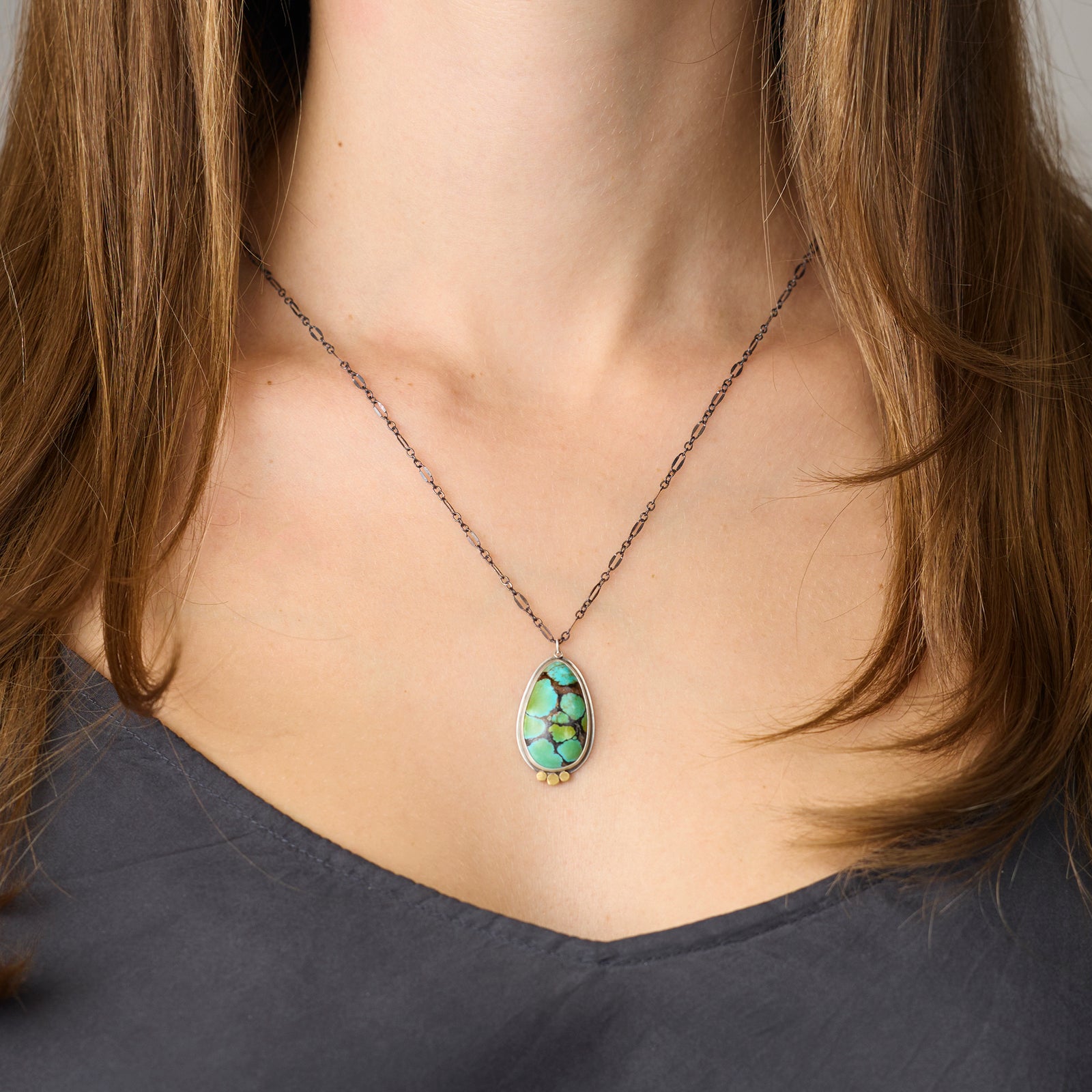 Turquoise Lagoon Necklace with 22k Trio