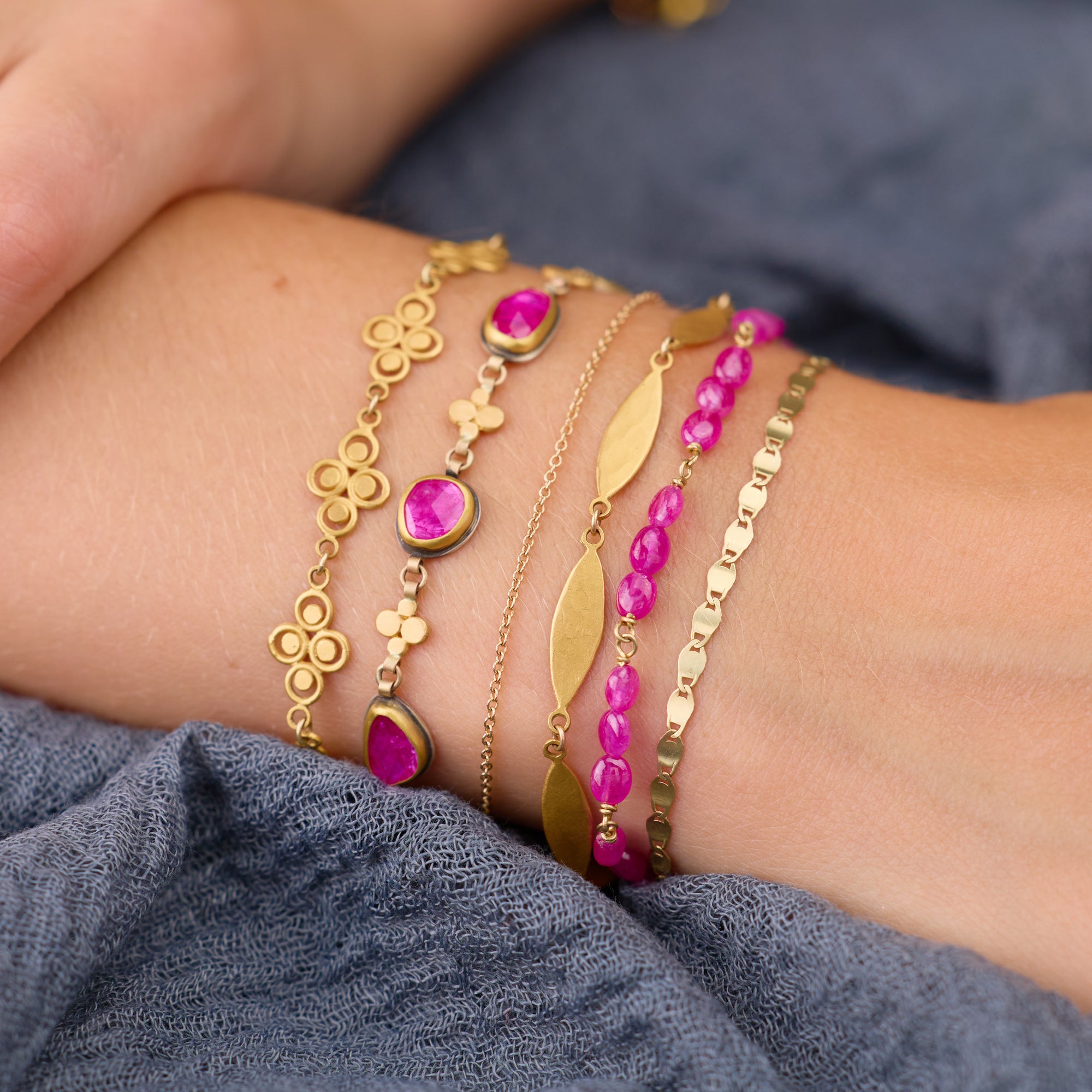 Ruby and Gold Linked Bracelet