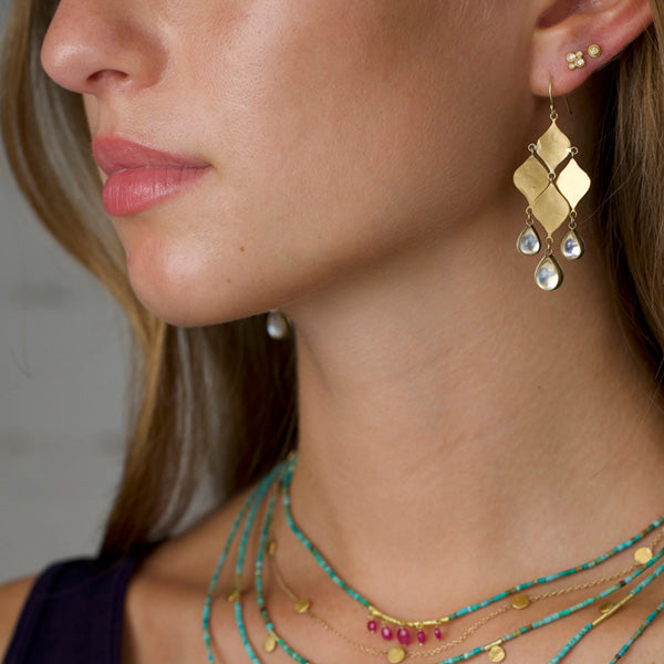 Gold Disk and Turquoise Beaded Necklace