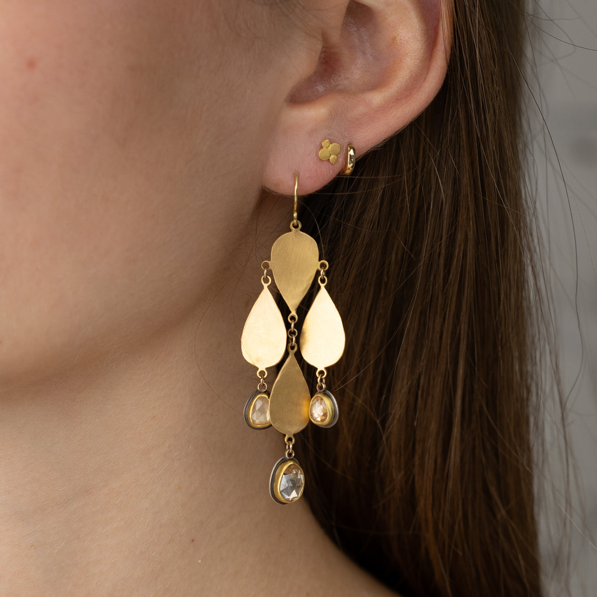 Warm Zircon Chandelier Earrings