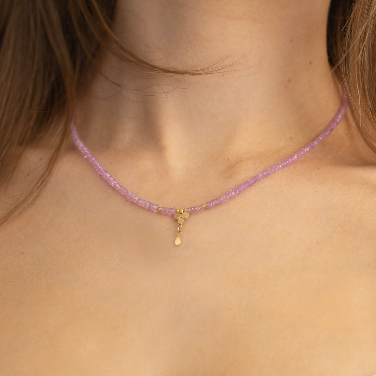 Pink Sapphire Beaded Necklace