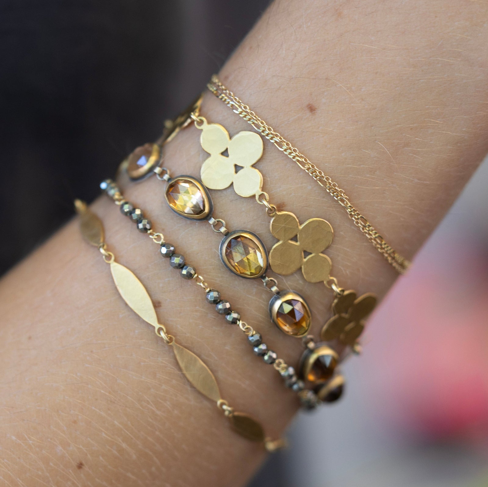 Pyrite Bracelet with 22k Gold Charm