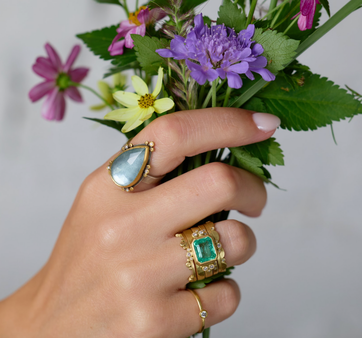 Moss Aquamarine Teardrop Ring