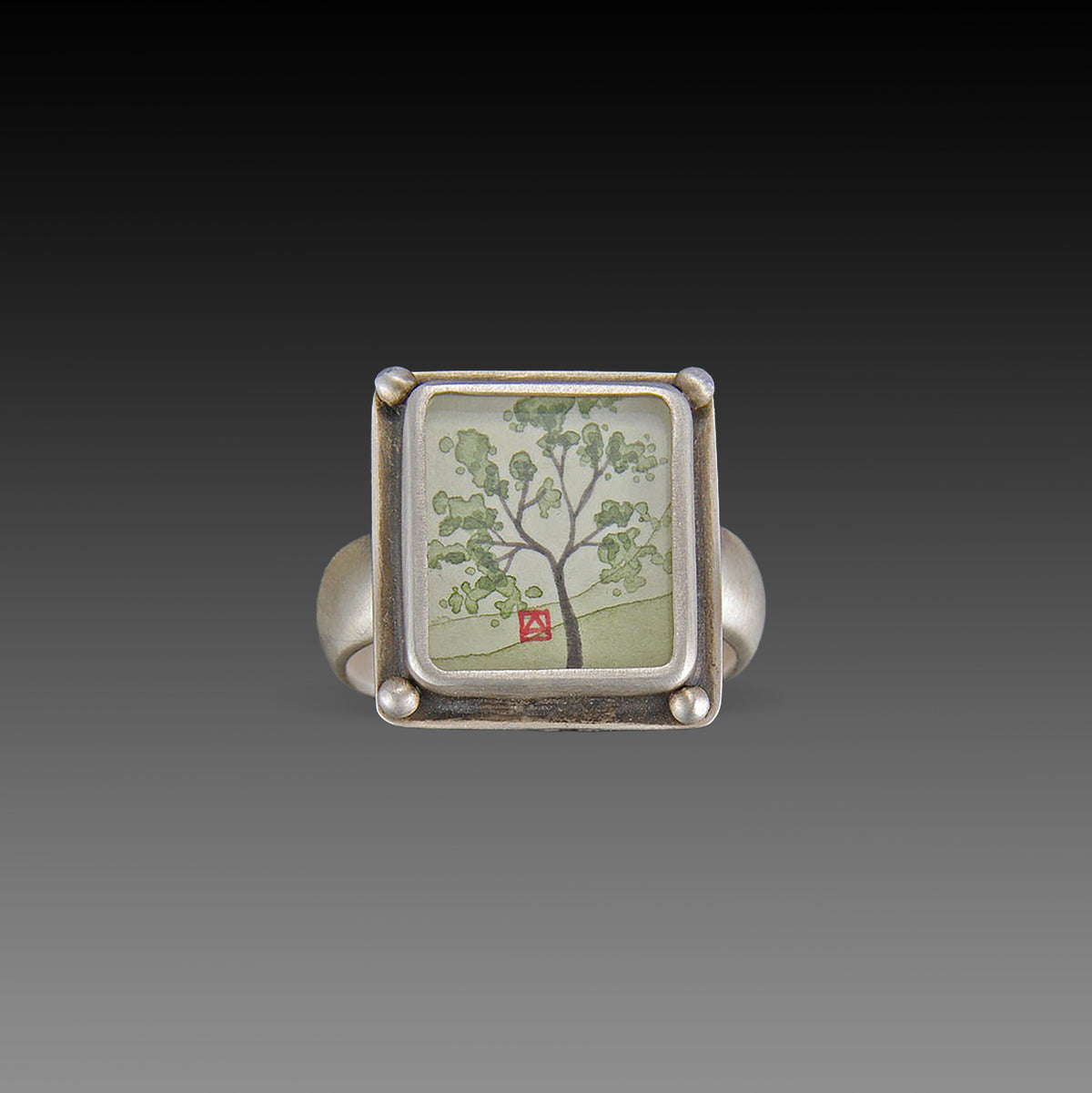 Small Square Spring Maple Ring
