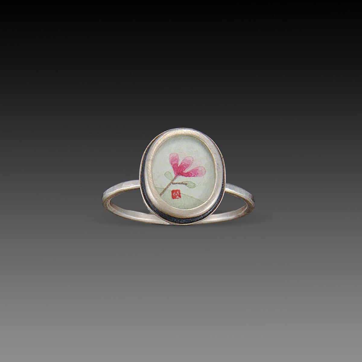 Tiny Oval Magnolia Ring