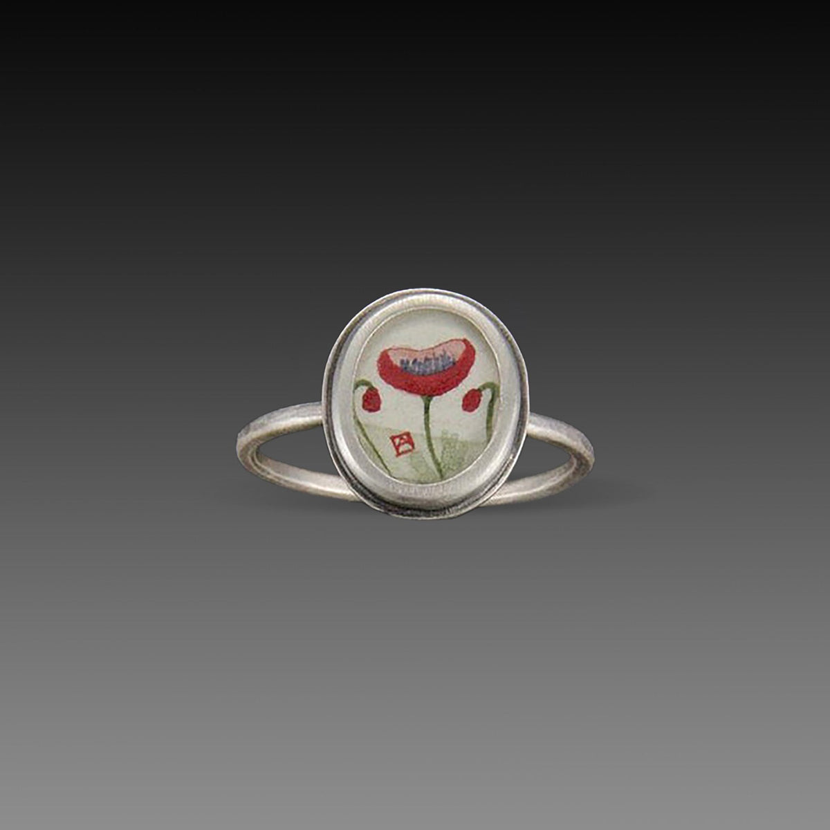 Tiny Oval Poppy Ring