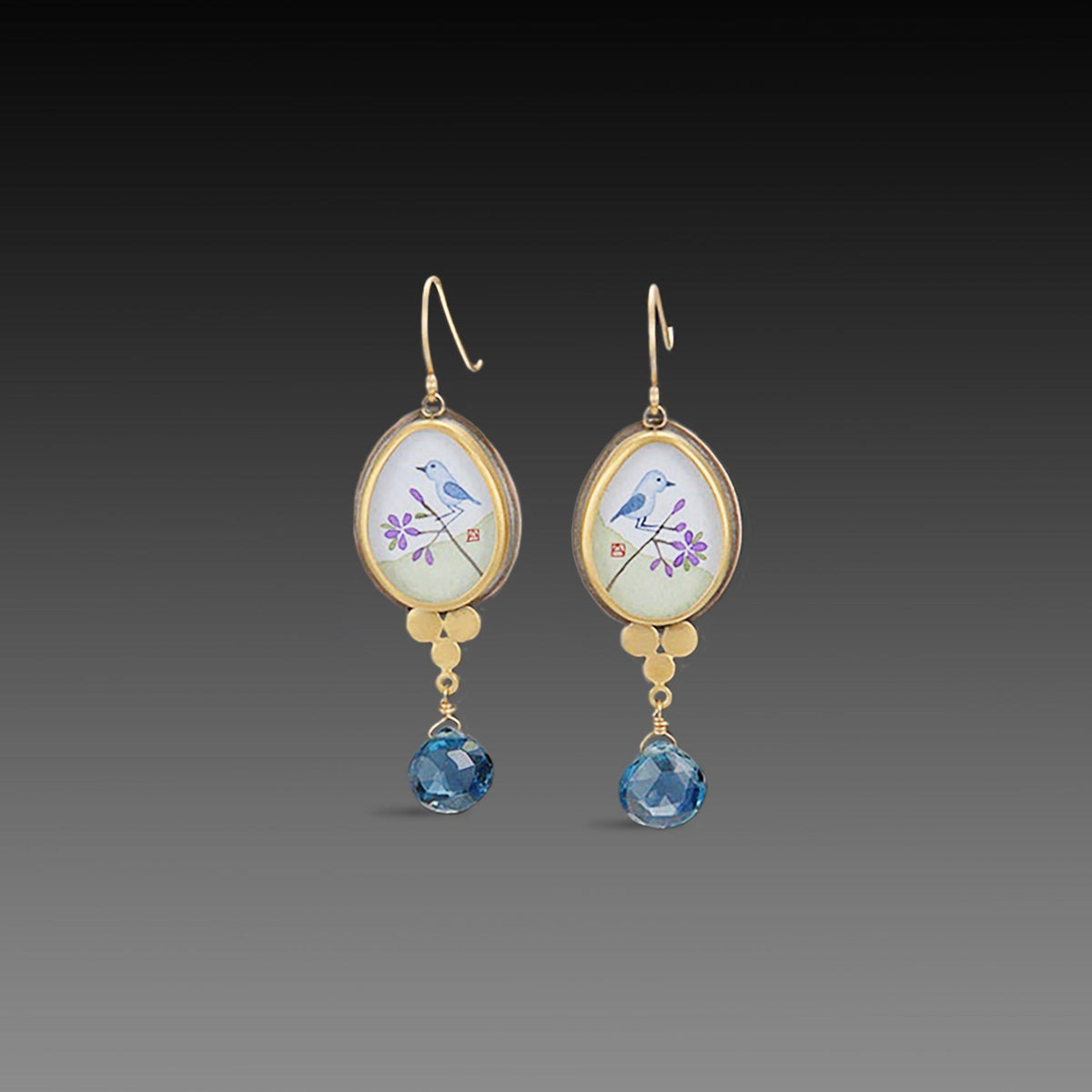 Oval Bluebird Earrings with London Blue Topaz