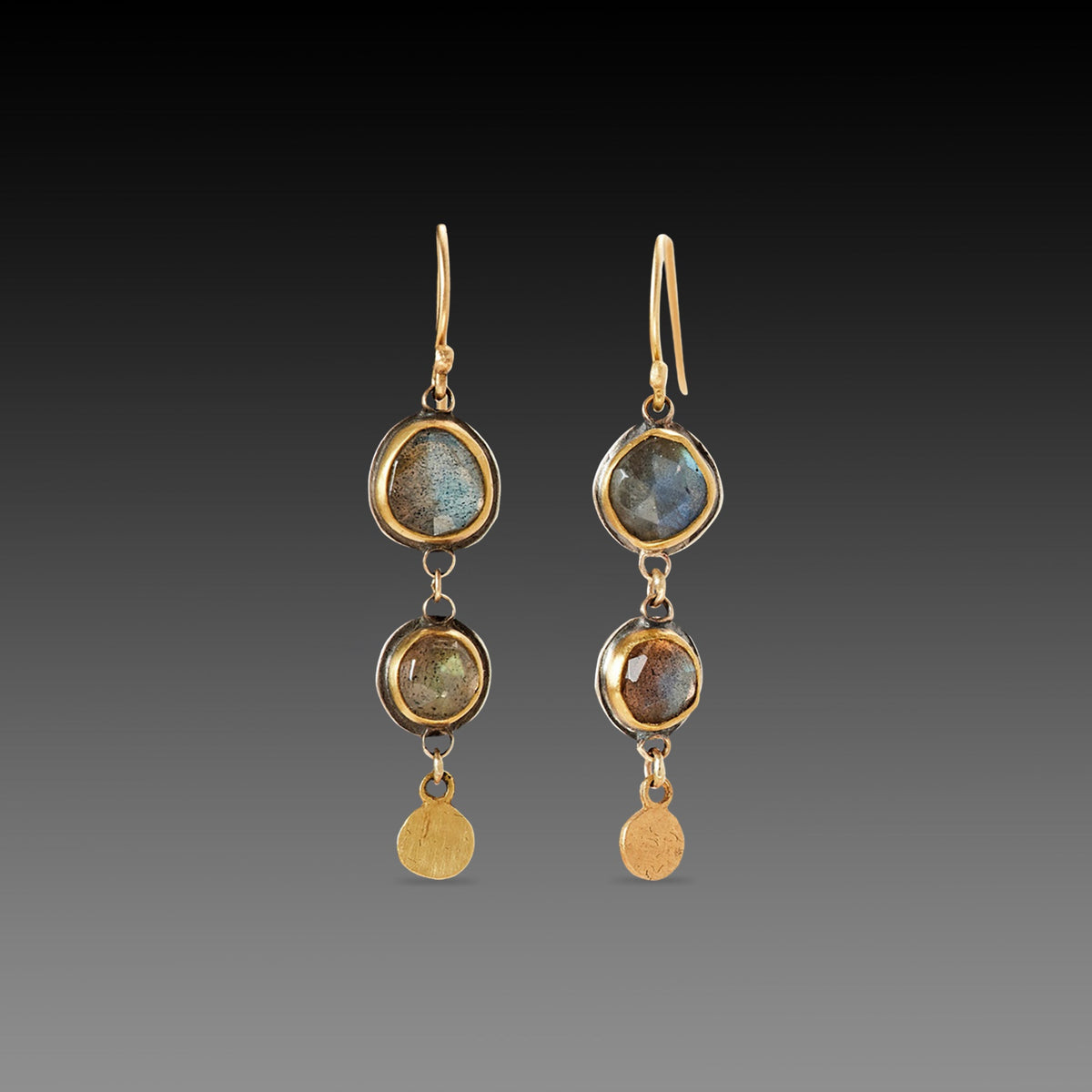 Double Labradorite Drop Earrings