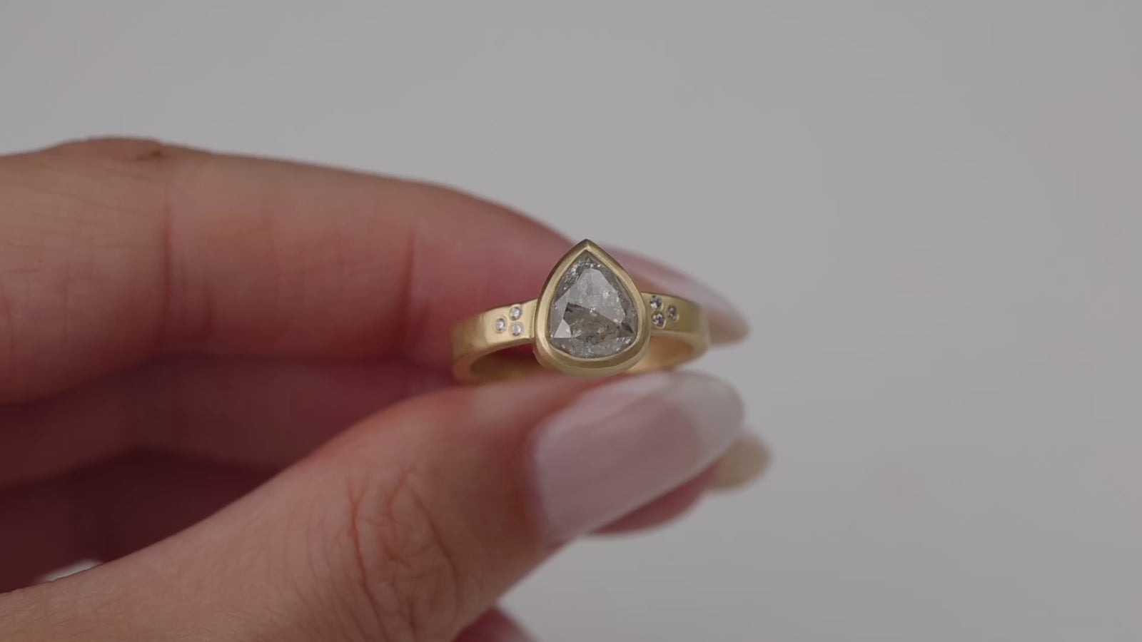 Gray Diamond Teardrop Ring