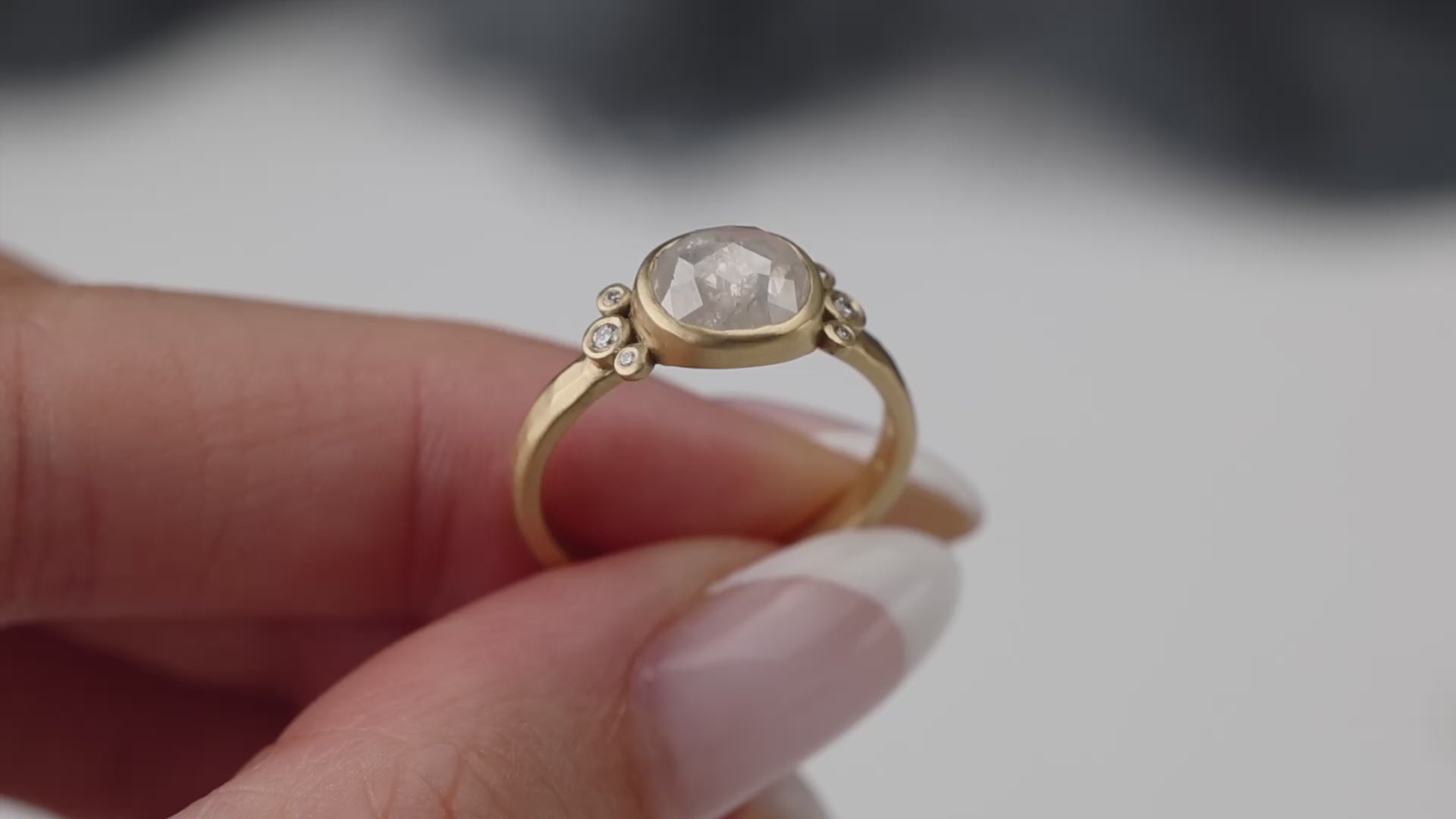Oval Gray Diamond Ring