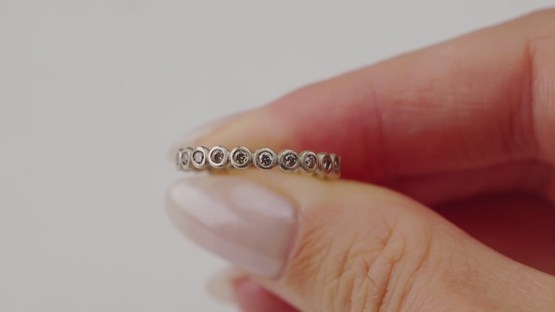 Hammered Dot Diamond Eternity Band in White Gold