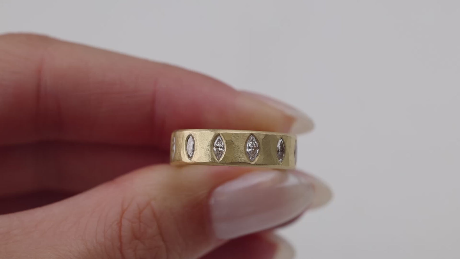 Hammered Marquis Eternity Band