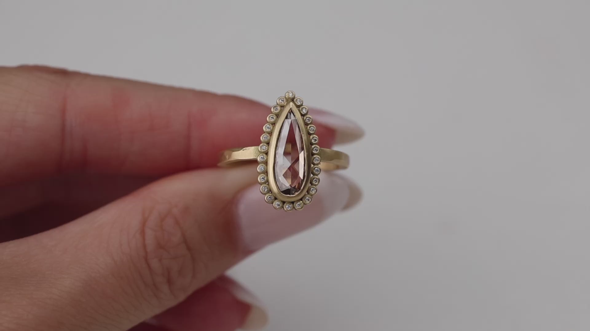 Champagne Diamond Ring with Diamond Halo