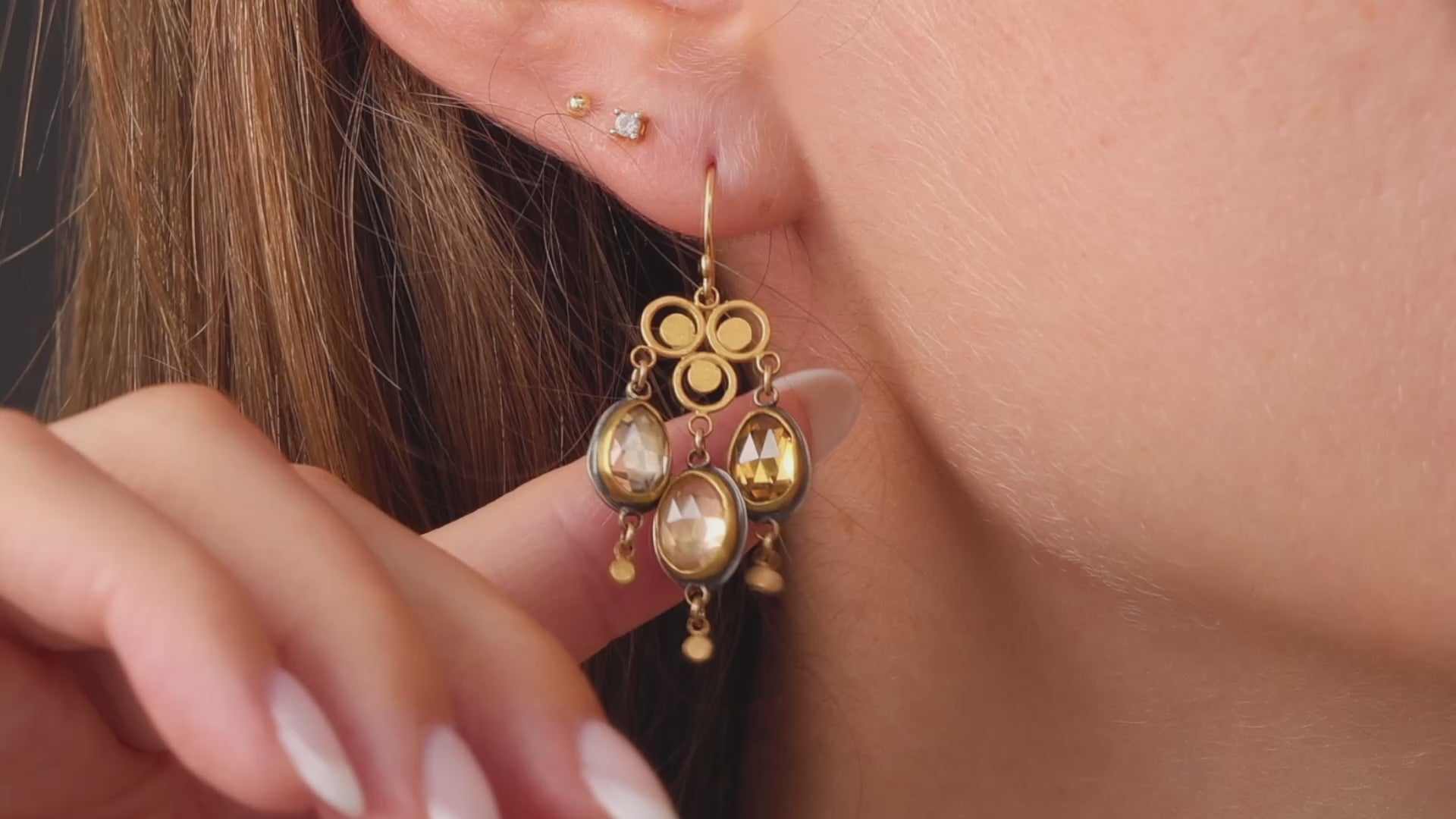 Filigree Zircon Chandelier Earrings