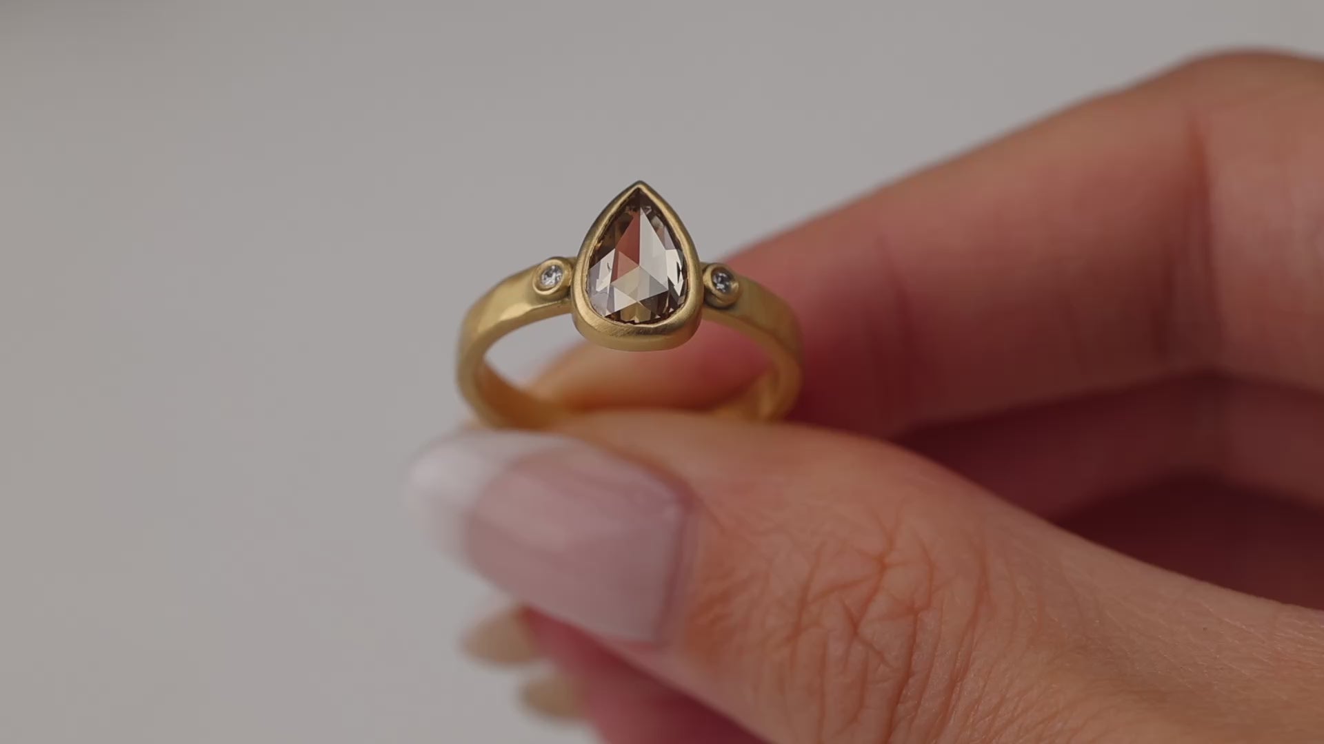 Champagne Diamond Teardrop Ring